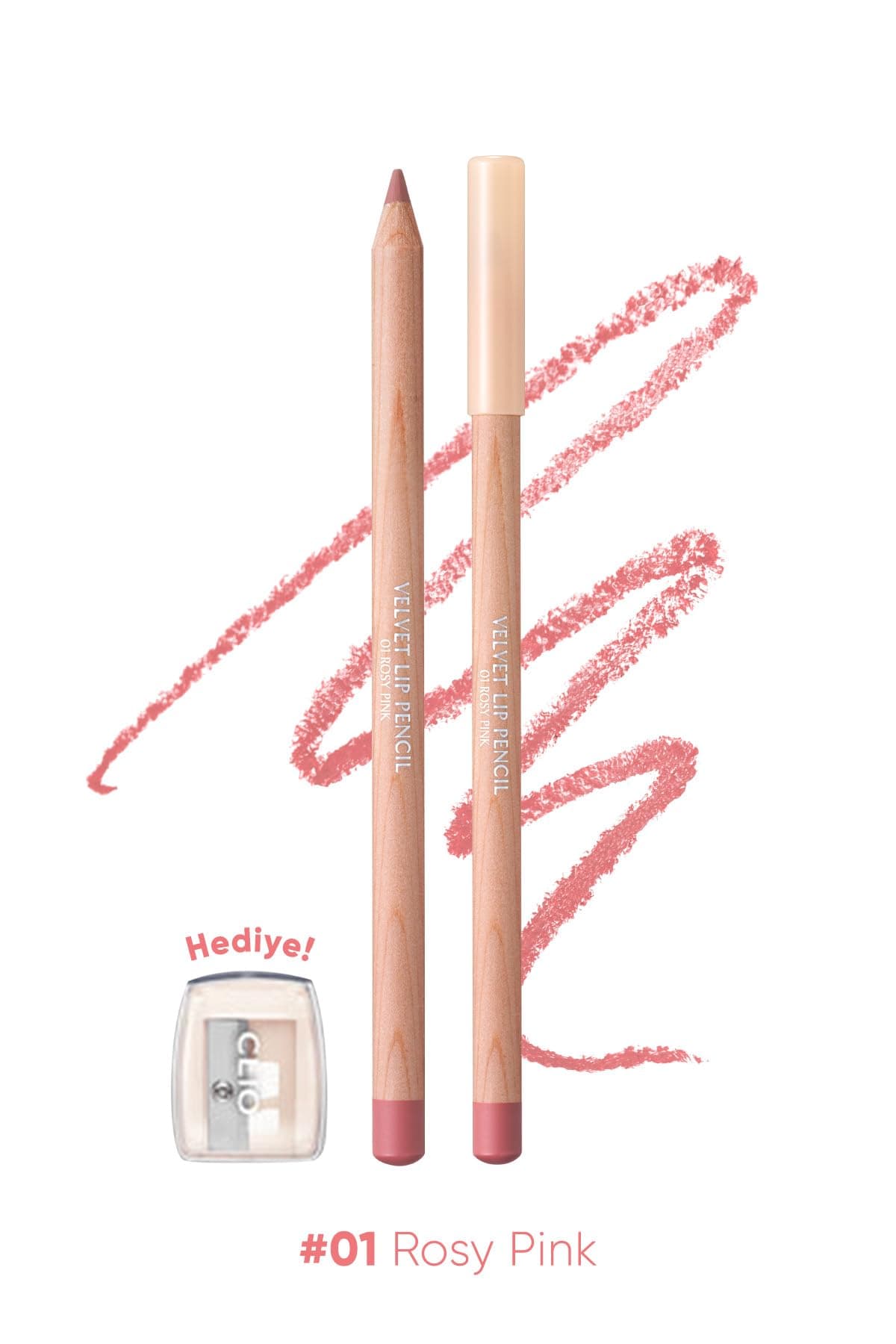 CLIO Kremsi Formüle Sahip Dudak Kalemi ve Kalemtıraş Seti CLIO Velvet Lip Pencil Set 01 Rosy Pink
