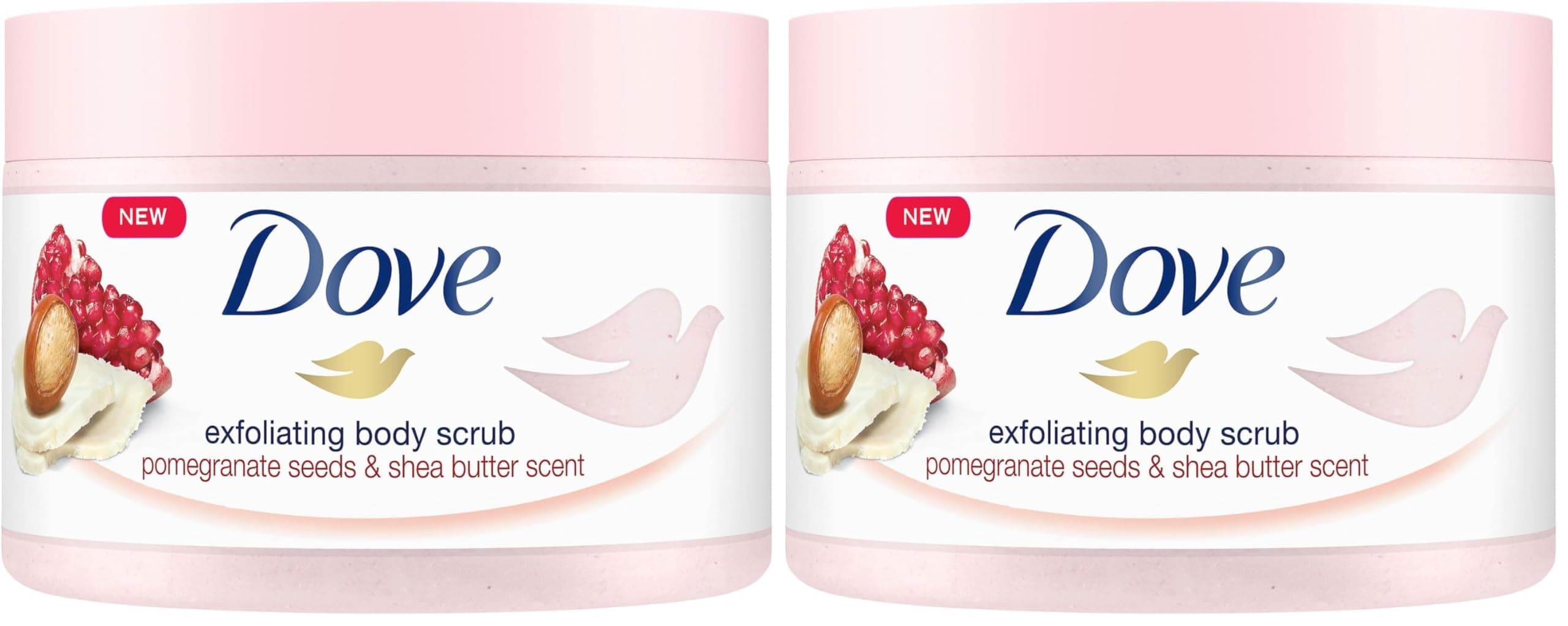 Dove Vücut Peelingi Nar Çekirdeği ve Shea Yağı 225ml Beyaz (2 paketi)