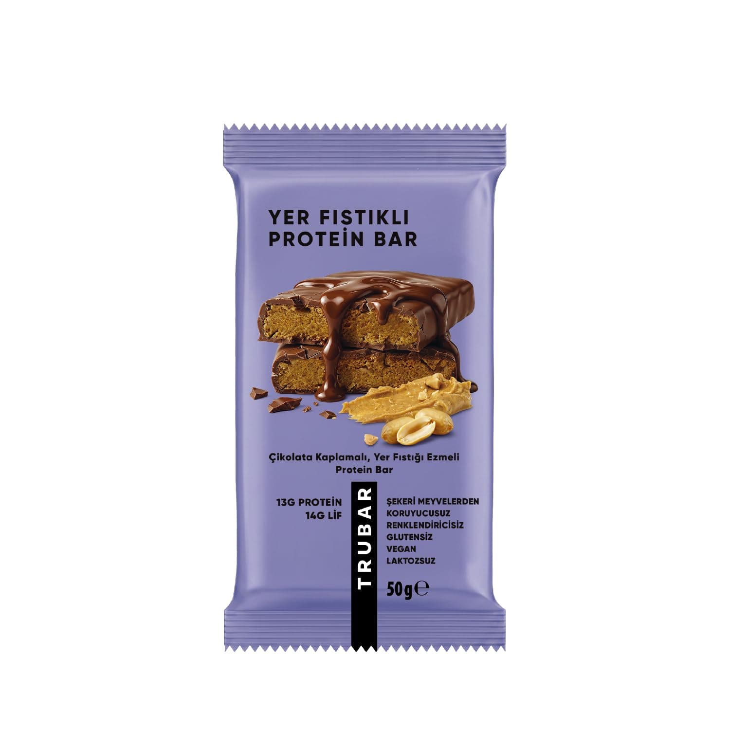 Trubar Çikolata Kaplamalı, Yer Fıstığı Ezmeli Protein Bar 50 g