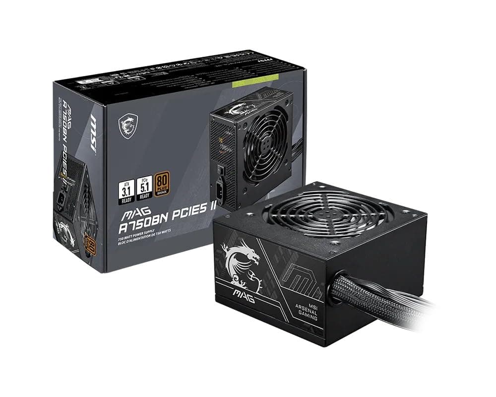 MSI MAG A750BN PCIE5 II 750W 80+ BRONZE ATX 3.1 PCIE 5.1 POWER SUPPLY
