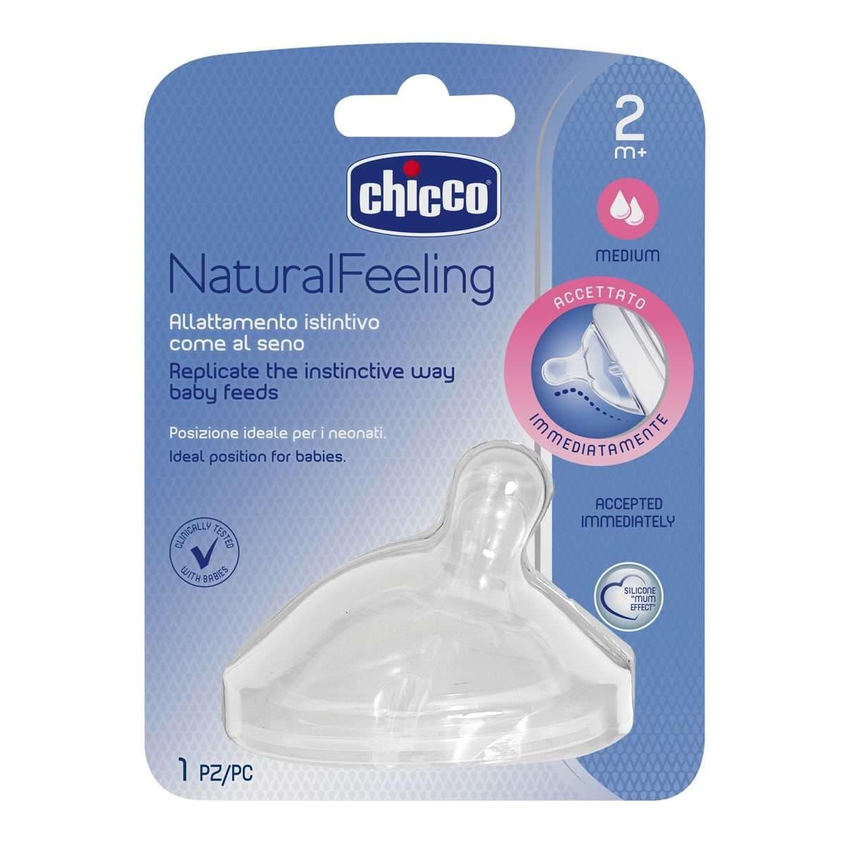 Chicco NaturalFeeling Orta Akış Biberon Emziği (2 Ay+)