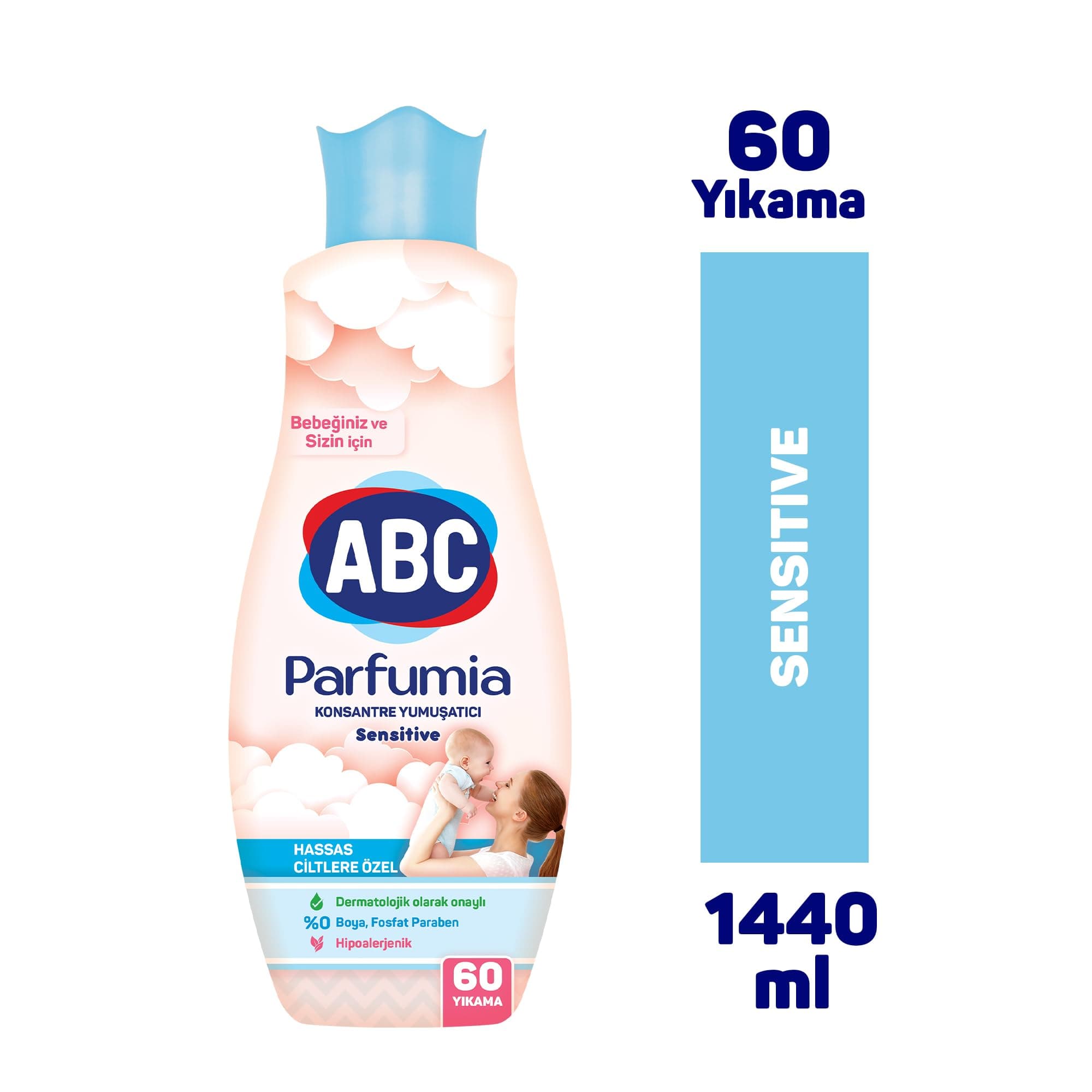 ABC DETERJAN Parfumia Sensitive Bebeklere Özel 60 Yıkama Çamaşır Yumuşatıcısı (1 x 1440 mL)
