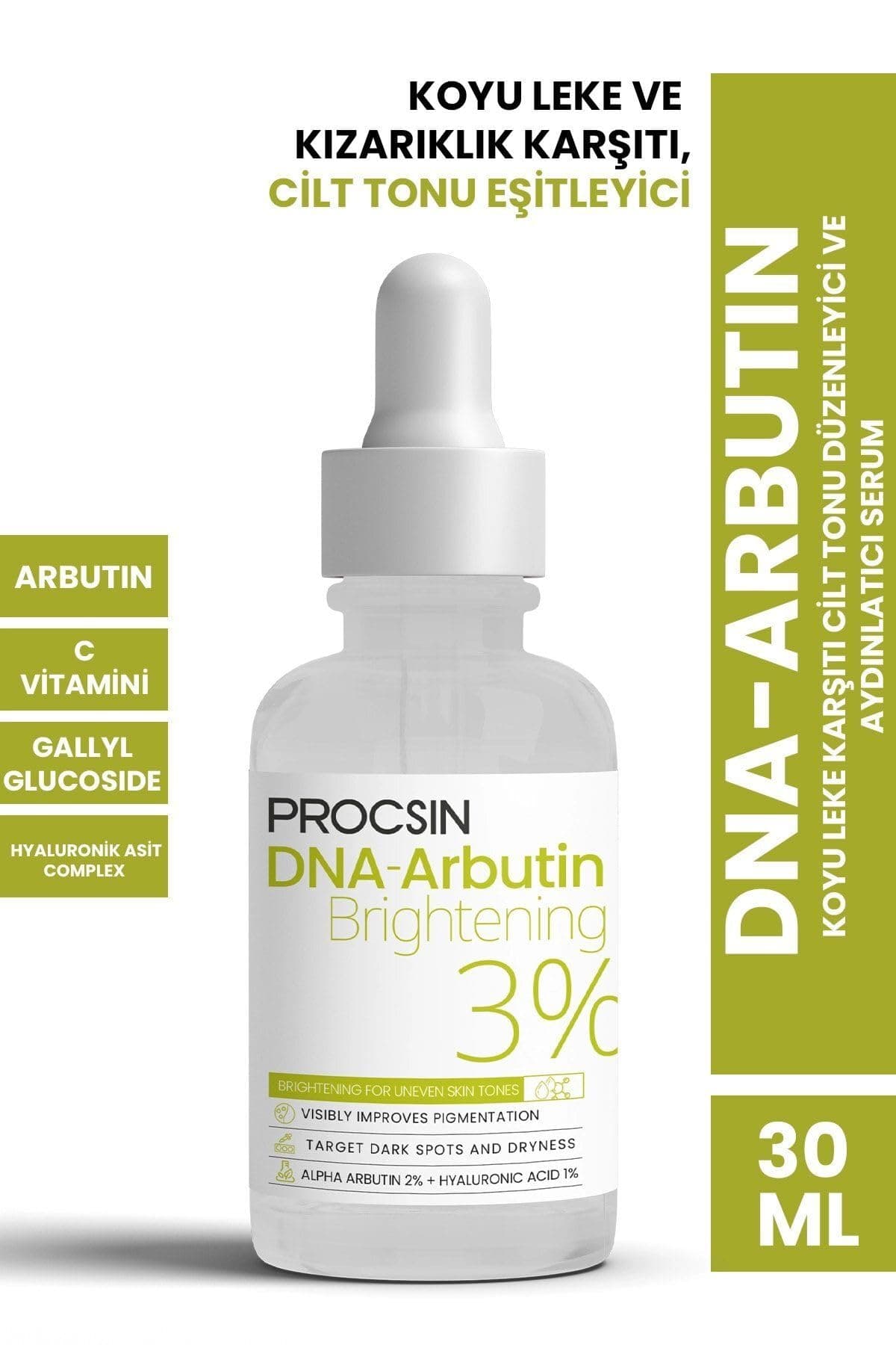 PROCSIN DNA-Arbutin Koyu Leke Karşıtı Cilt Tonu Düzenleyici ve Aydınlatıcı Serum 30 ML