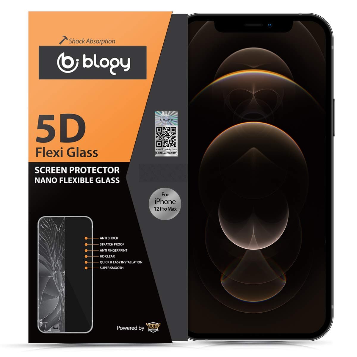 blogy Buff iPhone 12 Pro Max Flexi 5D Ekran Koruyucu