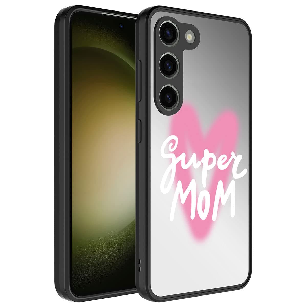 Zore Galaxy ile uyumlu S23 Kılıf Aynalı Desenli Kamera Korumalı Parlak Zore Mirror Kapak Süper Anne