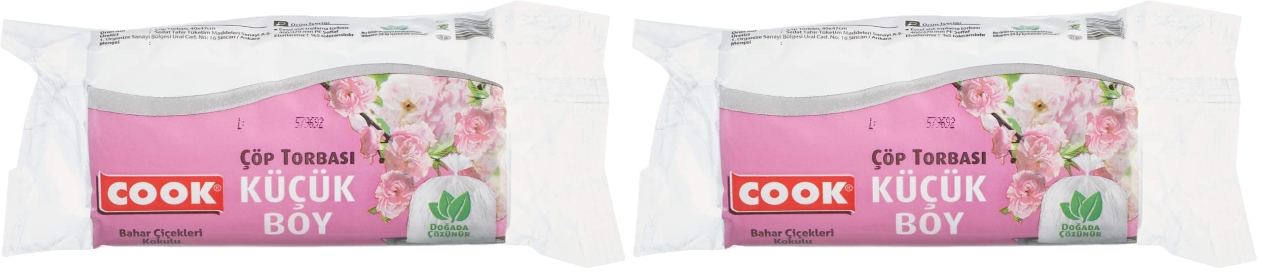 Cook Kokulu Çöp Torbası, Küçük Boy (Bahar Çiçekleri) 40 x 47 cm (30 Adet/Rulo) 2li paket