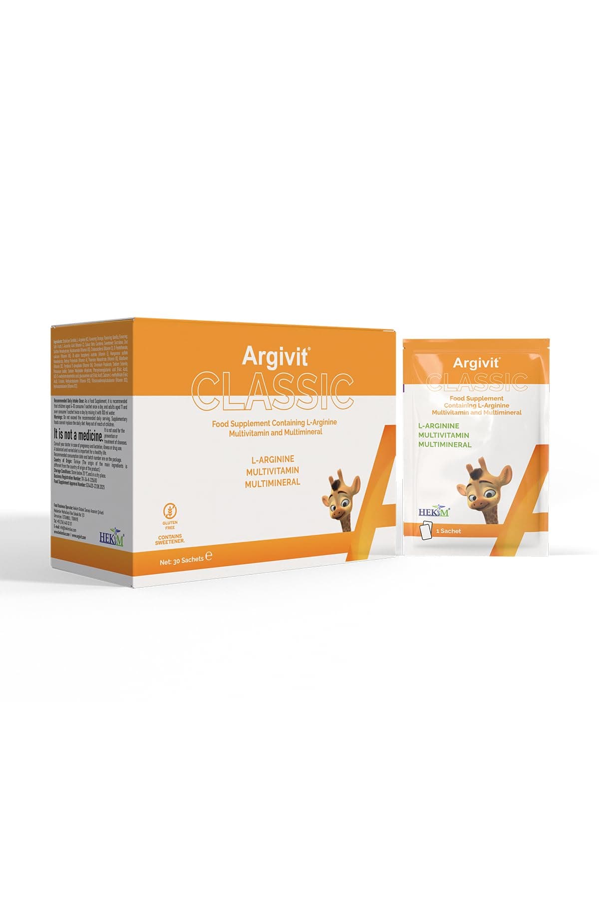 Argivit Classic 30'lu Şase, L-Arjinin, Multivitamin ve Multimineral İçeren Takviye Edici Gıda
