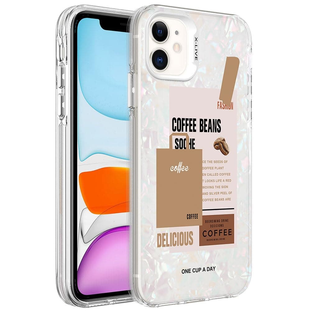 Zore Apple ile uyumlu iPhone 12 Kılıf Mermer Desenli Marbello Kapak Kahverengi