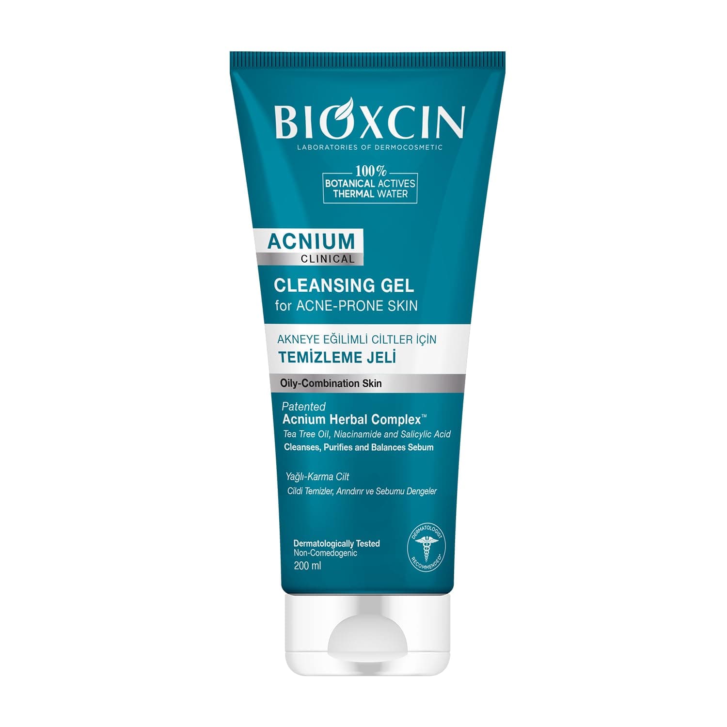 Bioxcin Acnium Sebum Dengeleyici Yüz Yıkama Jeli – Niasinamidli, Termal Sulu, Bitkisel Kompleksli, Akneye Eğilimli ve Yağlı Ciltler İçin, 200 ml