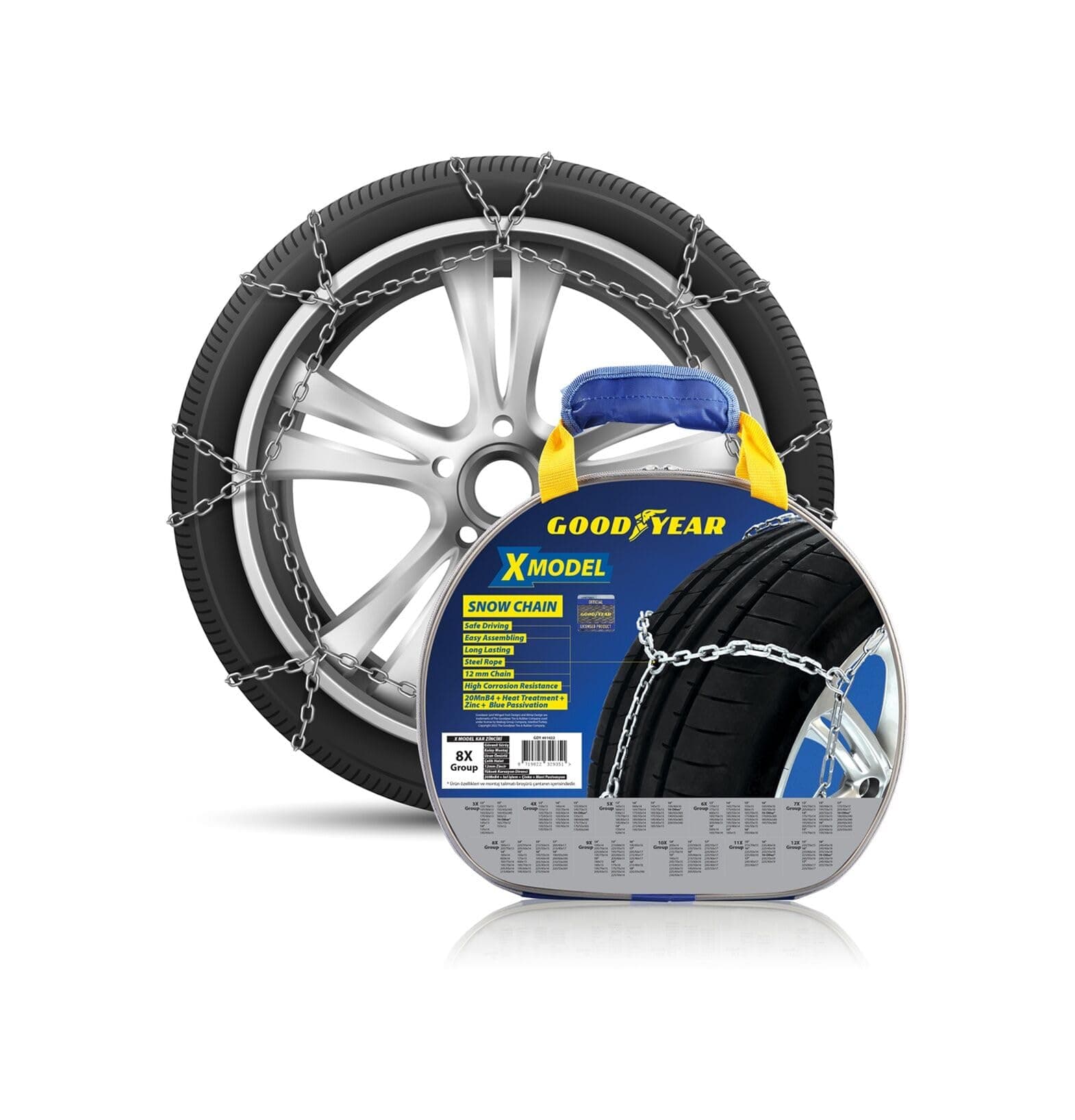 Goodyear Snap-On Ekstra Güçlü Kar Zinciri, 8 cm × 3,20 mm