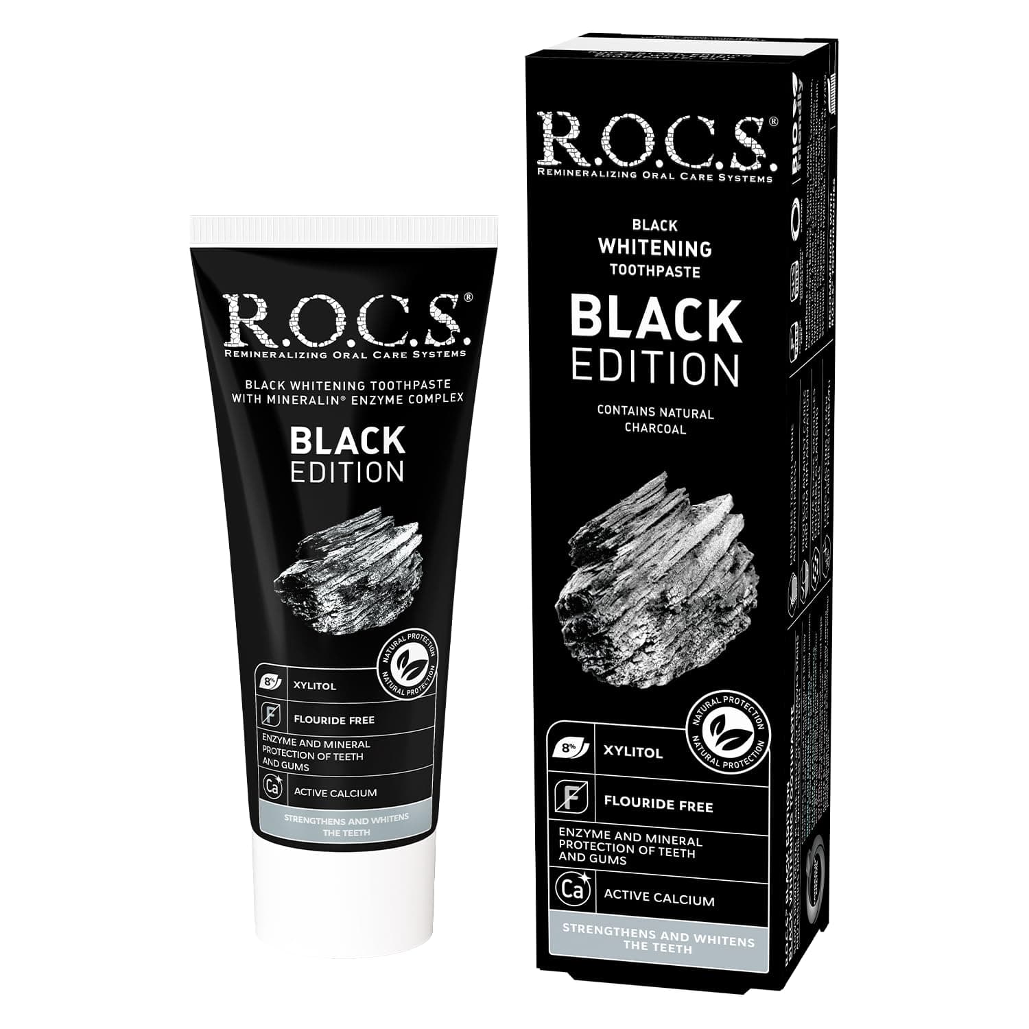 R.O.C.S. Black Edition Kömür Özlü Beyazlatıcı Diş Macunu (1 x 74 g)