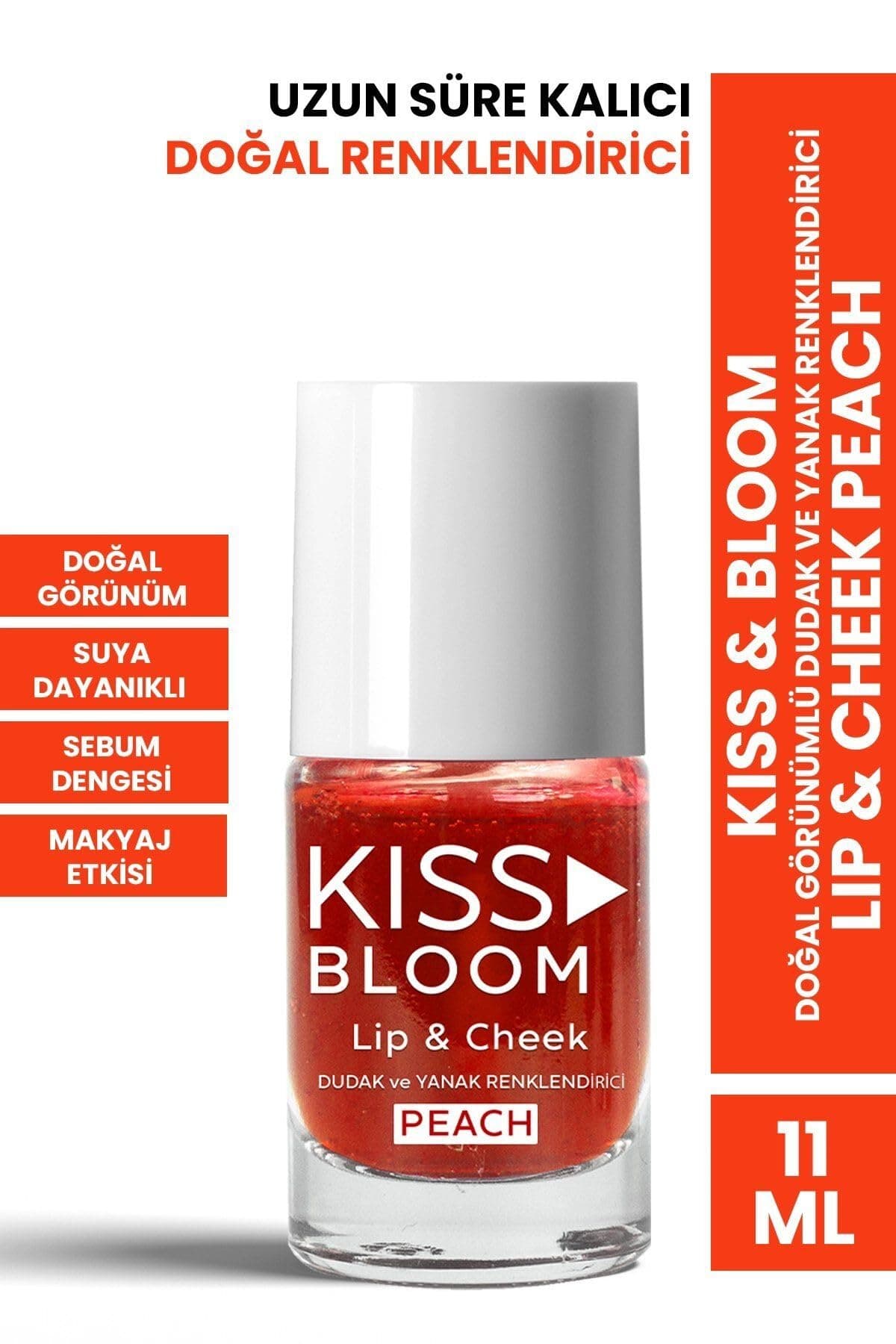 KISS & BLOOM Doğal Görünümlü Dudak ve Yanak Renklendirici Lip & Cheek Peach 11 ml