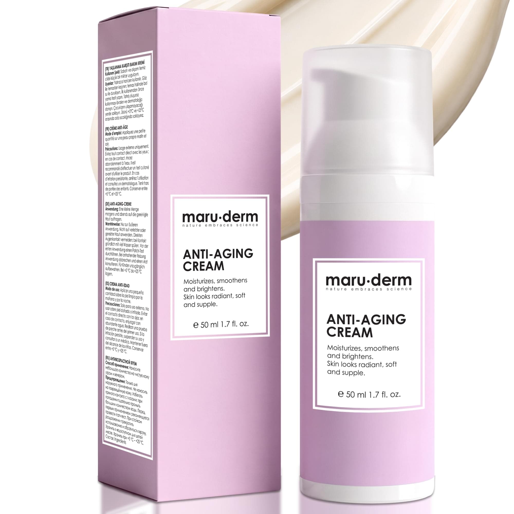 Maruderm Anti-Age Kırışıklık Karşıtı Cilt Bakım Kremi – Peptit Kompleksi & Niasinamid ile Sıkılaştırıcı ve Nemlendirici Yüz Kremi, 50 ML