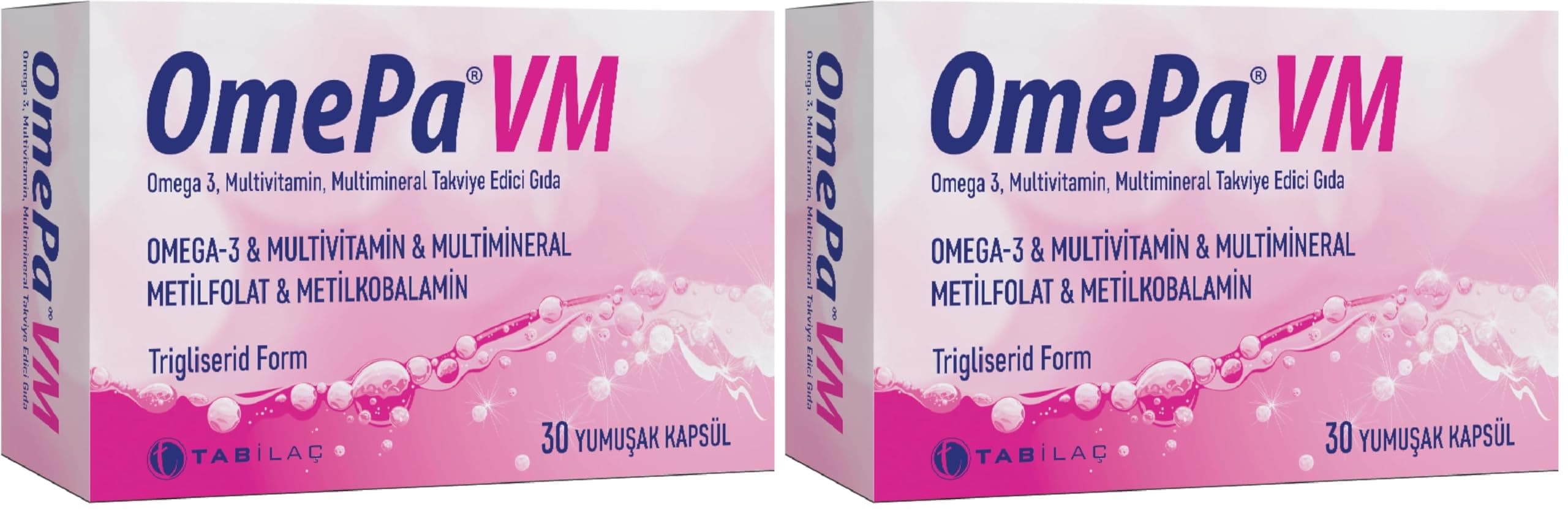 Omepa VM 30 Yumuşak Kapsül Multivitamin Balık Yağı Omega 3 (2 paketi)