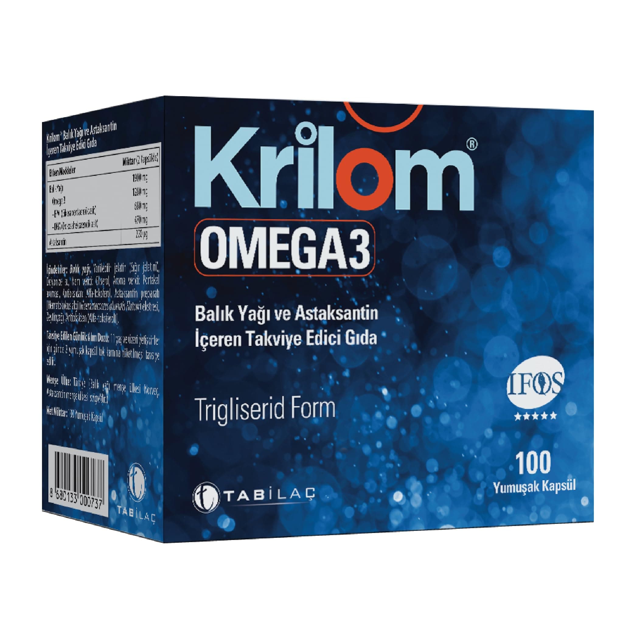 Krilom Omega 3 100 Kapsül Balık Yağı ve Astaksatin Ekstresi