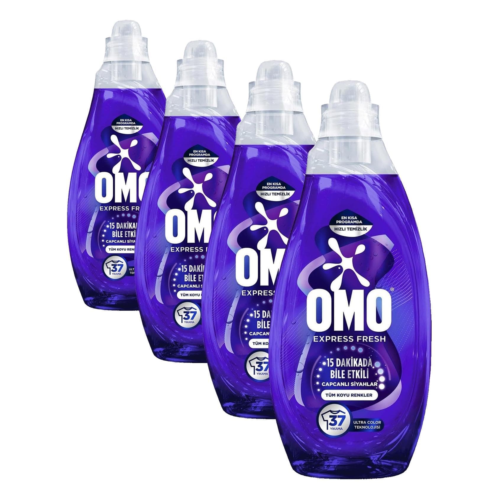 Omo Express Fresh Capcanlı Siyahlar Tüm Koyu Renkler Sıvı Çamaşır Deterjanı 1480 ml (4 paketi)