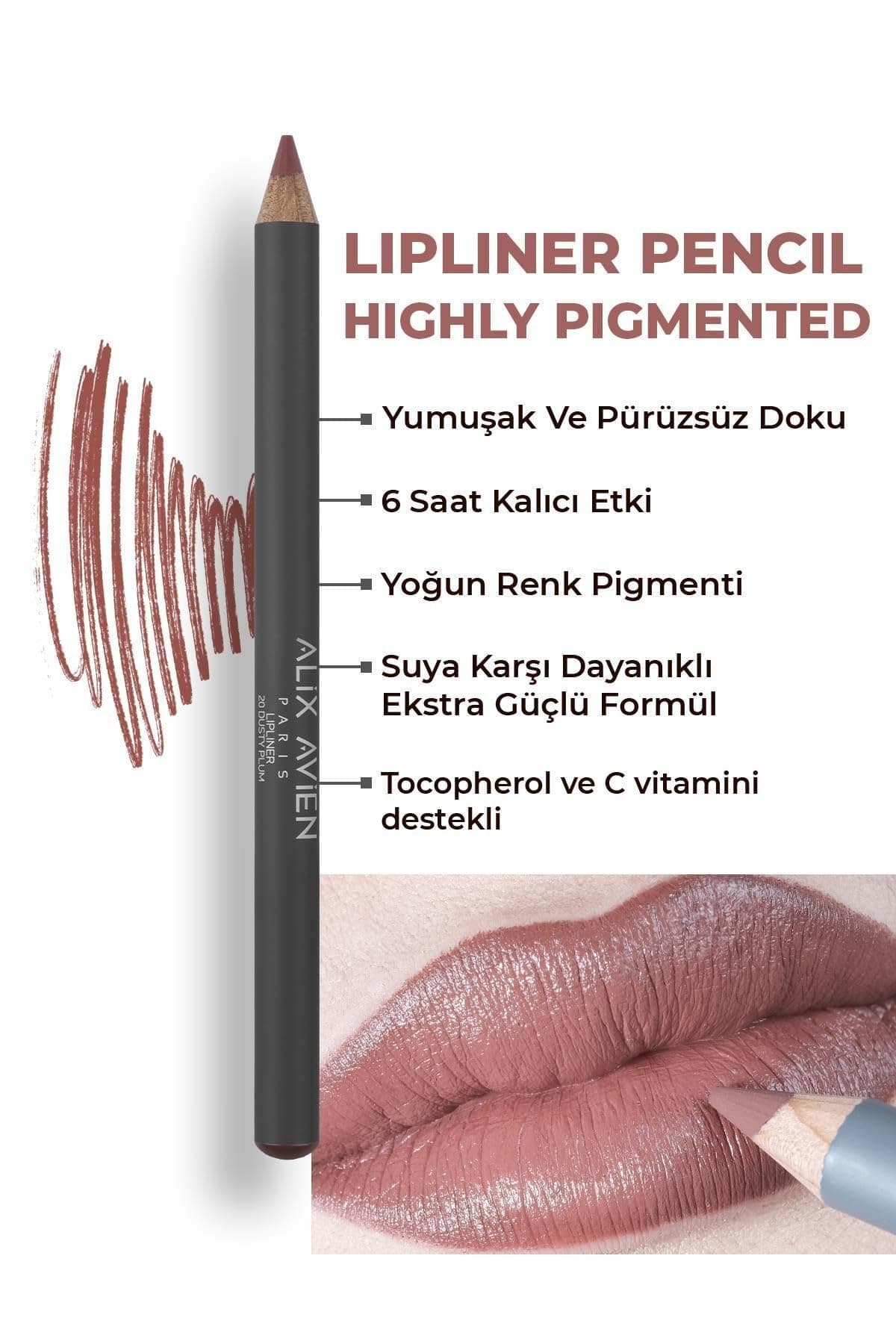 ALIX AVIEN Uzun Süre Kalıcı Dağılma Yapmayan Nemlendirici Dudak Kalemi - Lipliner Pencil 20 Dusty Plum