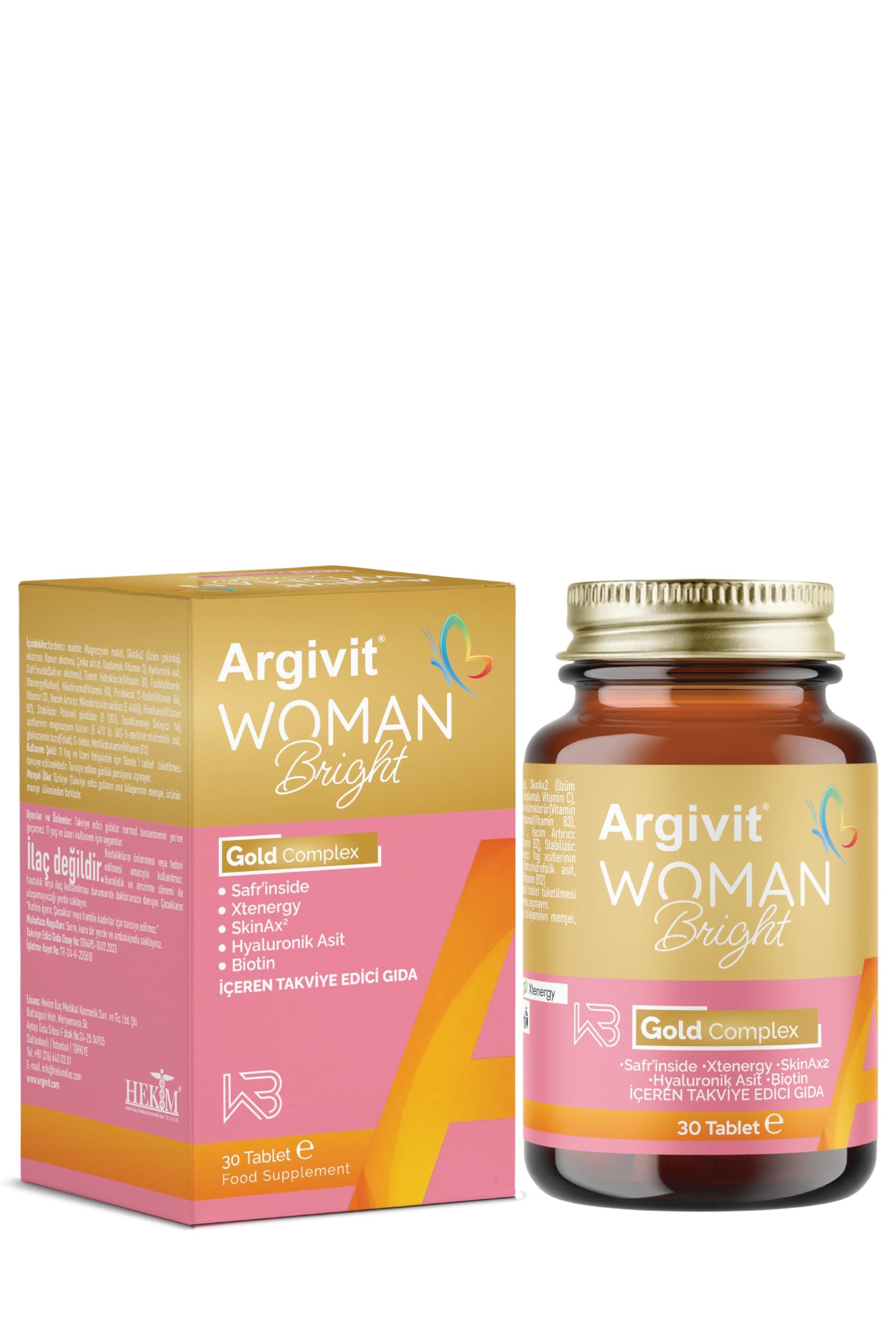 Argivit Woman Bright Tablet 30 Tablet Hyaluronik Asit, Safran, Fosfotidilserin