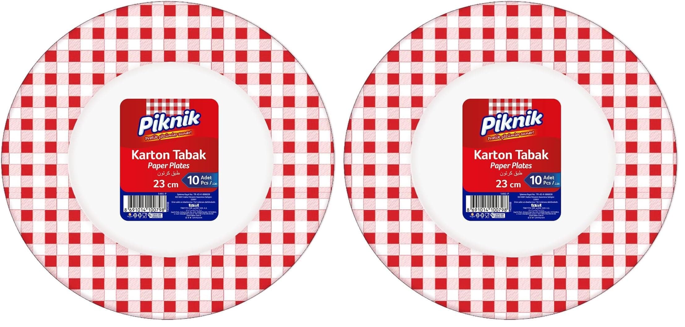 Piknik Kullan-At Karton Tabak 21 cm Büyük 10'lu 1495 2li paket