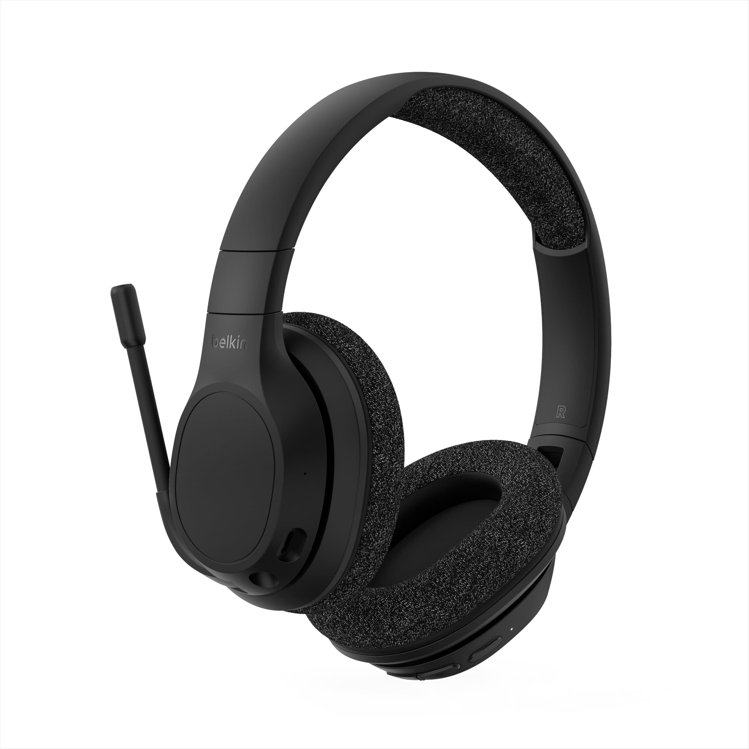 Belkin SoundForm Adapt Mikrofonlu Kablosuz Kulaklık, Dahili Boom Mikrofonlu Kablosuz Kulaklık, Çok Noktalı Bağlantı, ENC, 65+H Bluetooth bilgisayar üstü kulaklıklar PC, dizüstü bilgisayar, ofis için