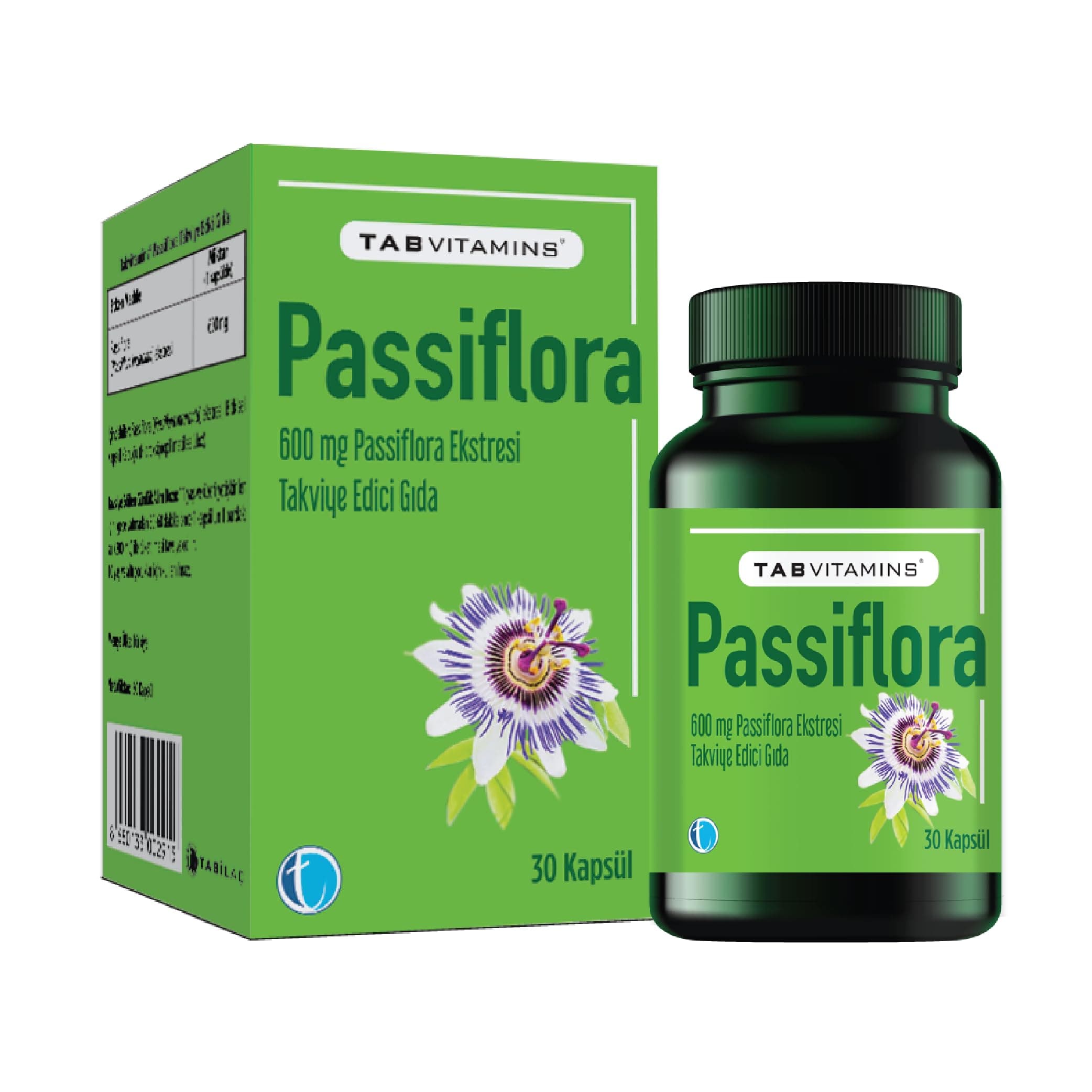 TabVitamins Passiflora 30 Bitkisel Kapsül Pasiflora 600 mg