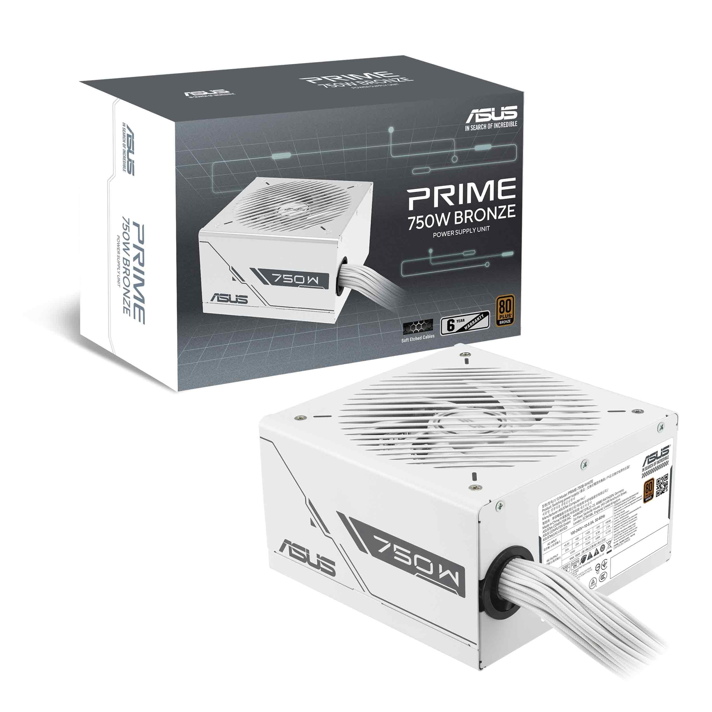 ASUS PRIME-750B 750W 80+ Bronze 135mm Fanlı Beyaz PSU 6 Yıl Garanti
