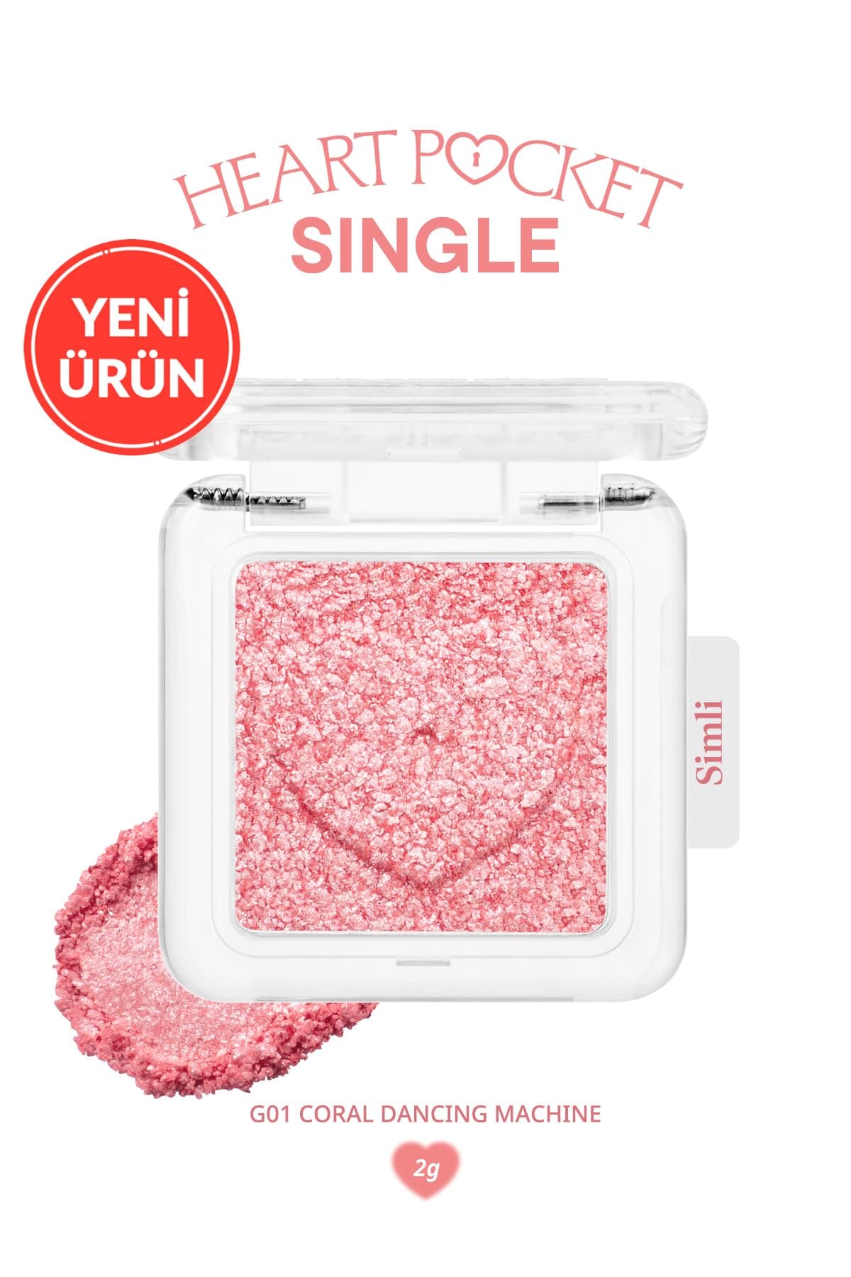 Peripera Kişiselleştirilebilir Simli Tekli Far Heart Pocket Single (G01 Coral Dancing Machine)