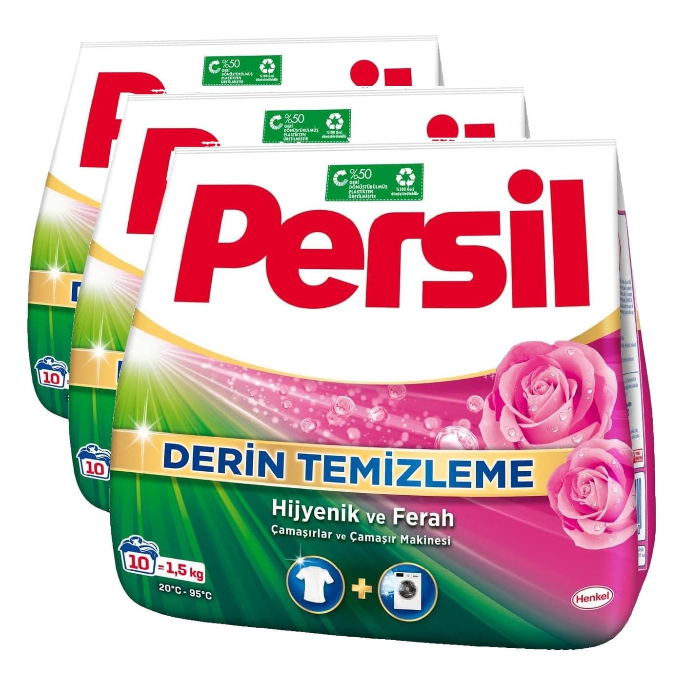 Persil Toz Çamaşır Deterjanı 1,5 kg 10 Yıkama Gülün Büyüsü, Gülün Büyüsü 1.5kg (3 paketi)