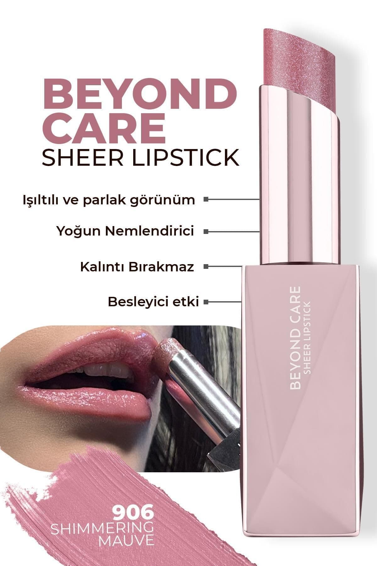 ALIX AVIEN Beyond Care Sheer Lipstick 906 - Shimmering Mauve - Yoğun Nemlendirici Besleyici Etki - Parlak Ruj
