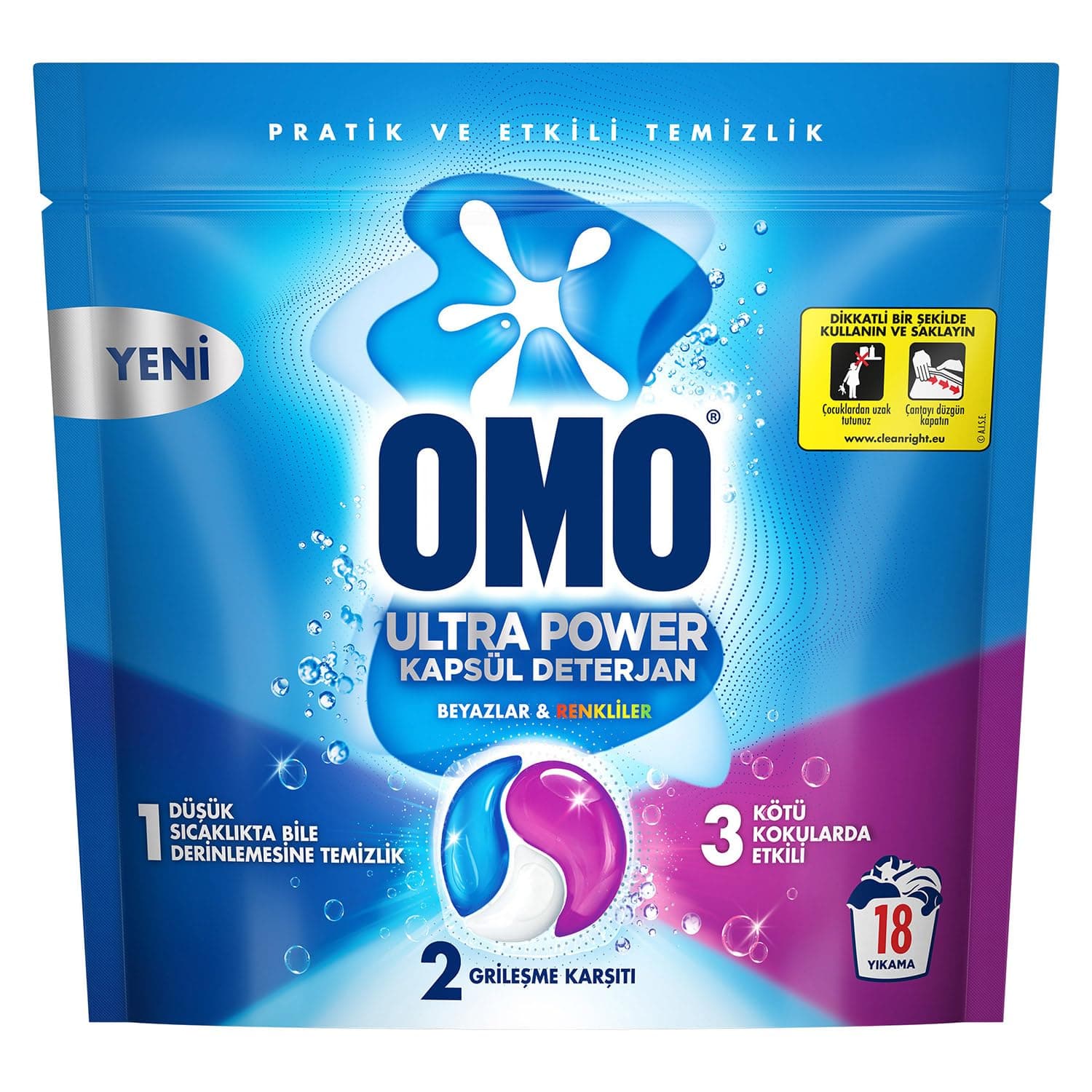 OMO Ultra Power Kapsül Çamaşır Deterjanı 18 Yıkama