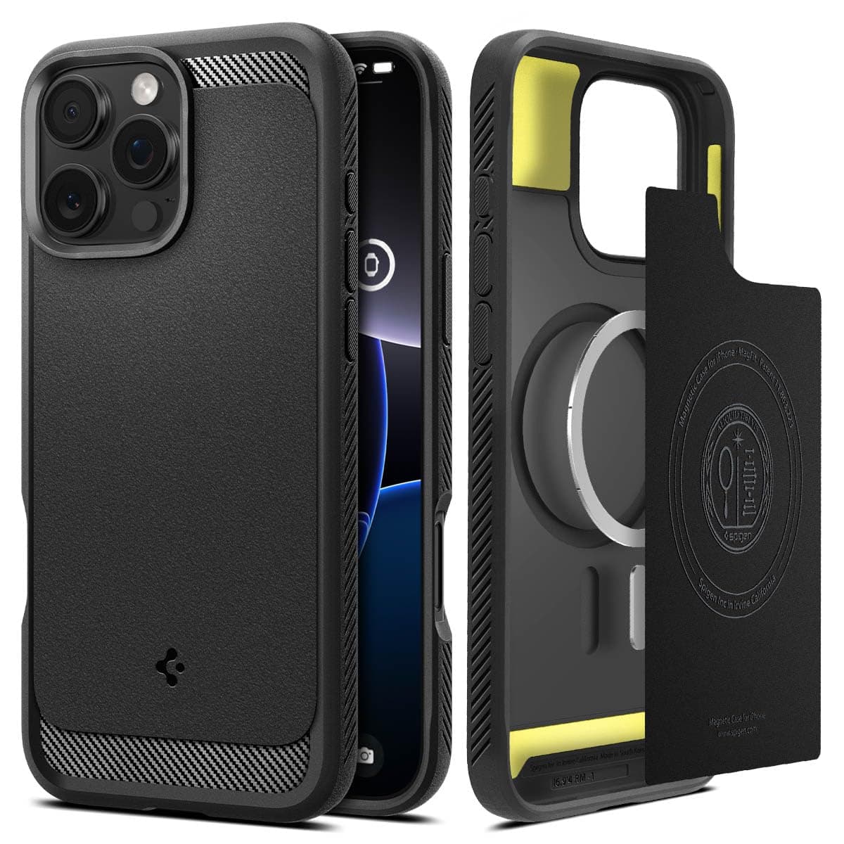 Spigen iPhone 16 Pro ile Uyumlu MagSafe Kılıf Rugged Armor Mag Fit Matte Black - ACS08115