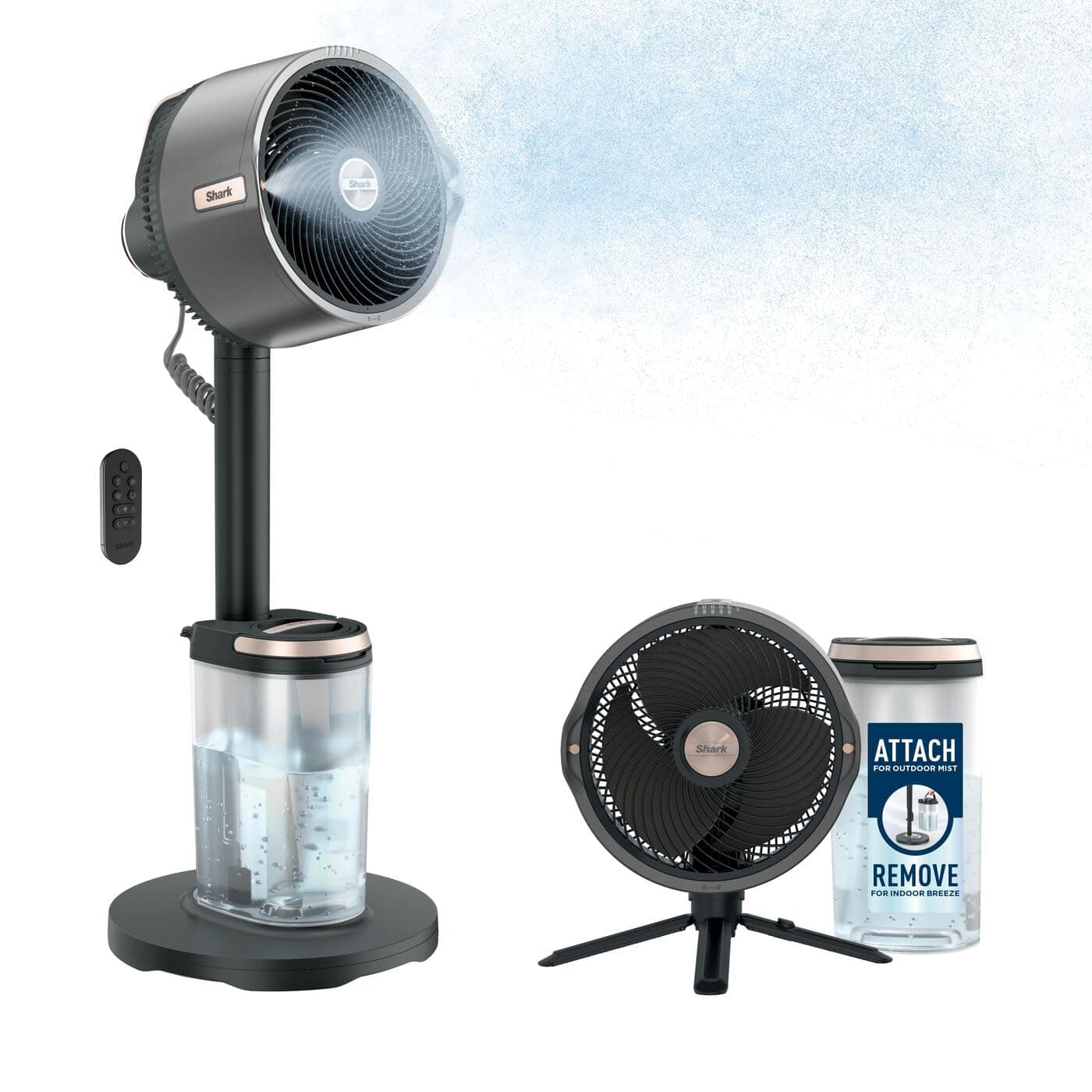 Shark FlexBreeze ProMist Taşınabilir Buharlı Fan – İç ve Dış Mekan Uyumlu, Siyah FA300EU