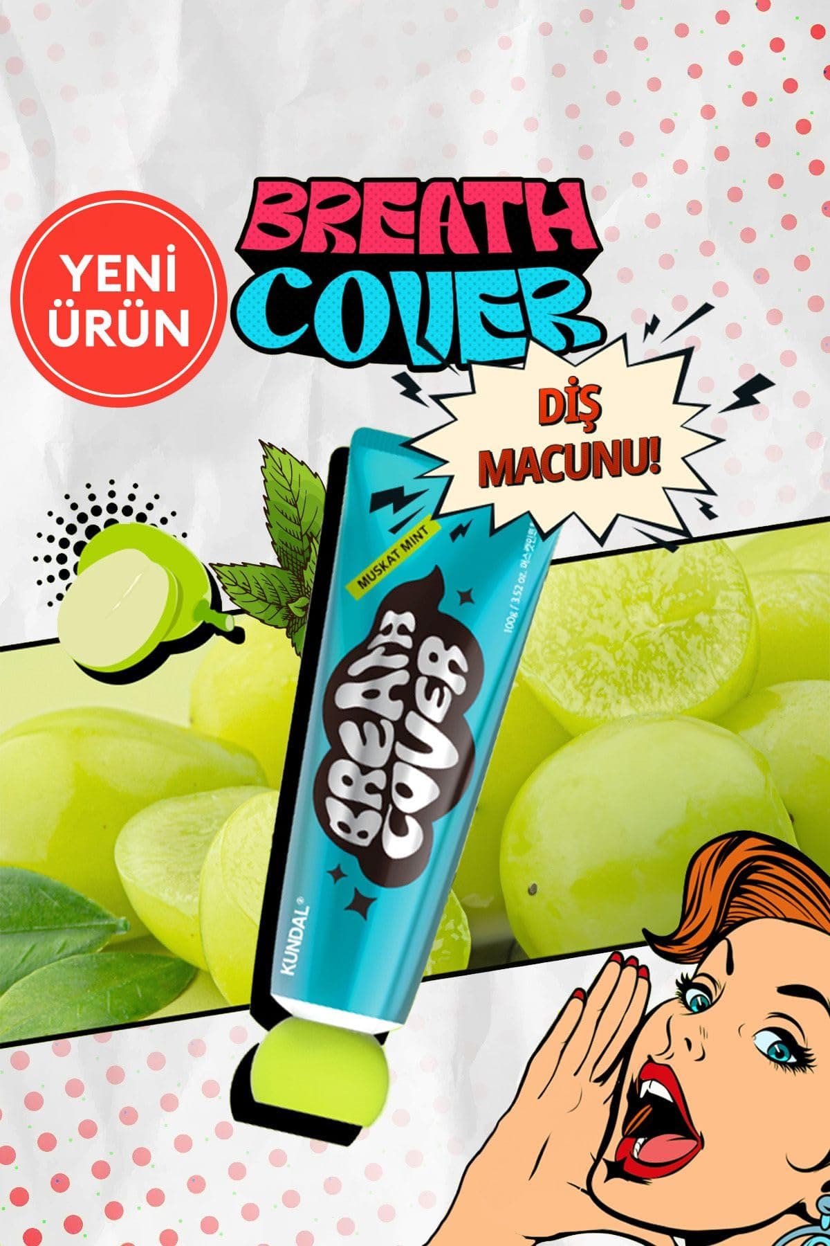 KUNDAL Çürüklere ve Ağız Kokusuna Karşı Etkili Diş Macunu Deep Breath Cover Toothpaste (Muscat Mint)