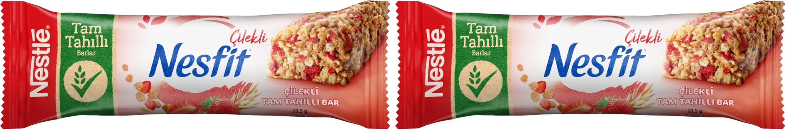 Nesfit, Nestlé Nesfit Çilekli Tam Tahıllı Bar 23.5gr, 1 Adet 2li paket