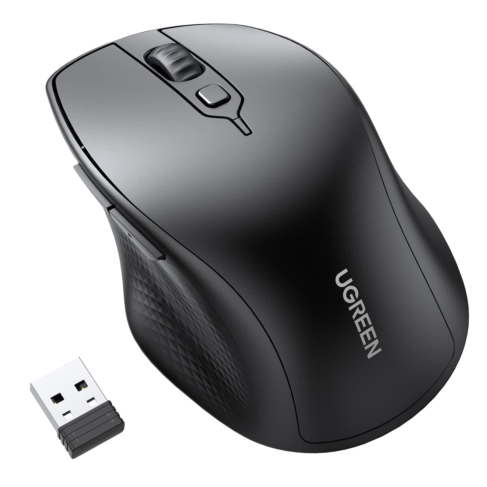 UGREEN Kablosuz Ergonomik Fare, USB Alıcılı 2.4GHz 4000 DPI Sessiz İnce Kablosuz Bluetooth Fare, Tablet,PC,Dizüstü Bilgisayar ile Uyumlu.