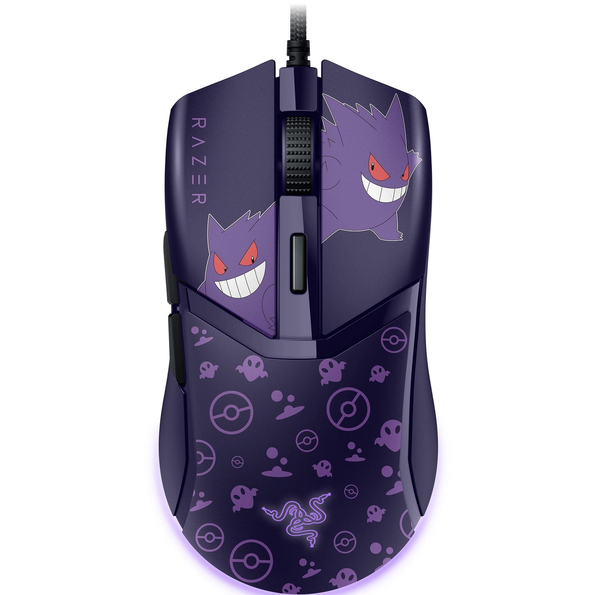 Razer Cobra Gengar Edition - Hafif kablolu oyun faresi - 8500 DPI sensör - 58 g - 3. nesil optik fare anahtarları - Chroma aydınlatma - Speedflex kablo - PC/MAC | Pokémon Gengar