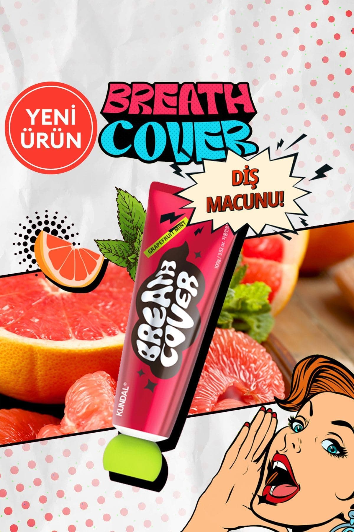 KUNDAL Çürüklere ve Ağız Kokusuna Karşı Etkili Diş Macunu Deep Breath Cover Toothpaste (Grapefruit M