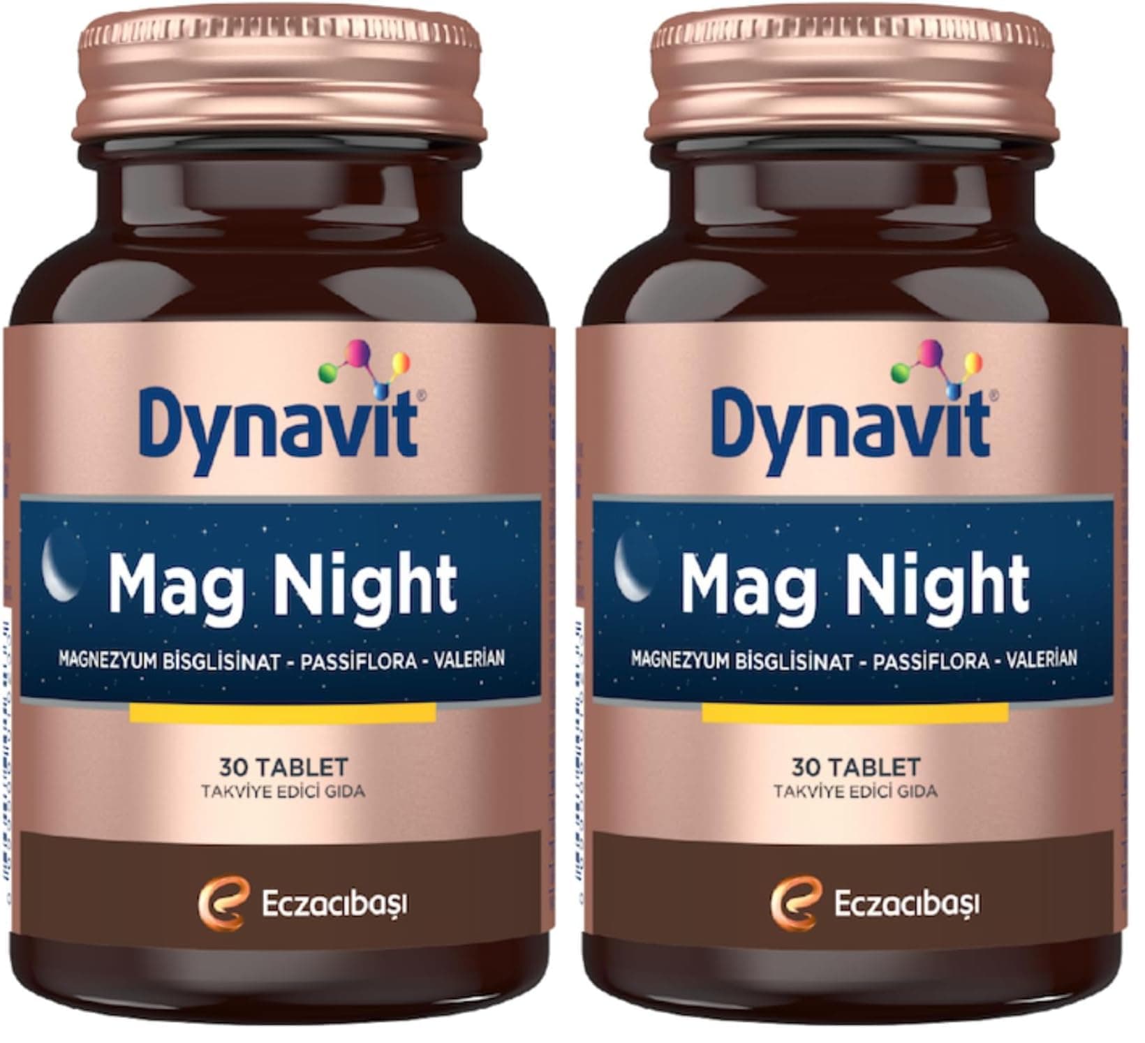 Dynavit Mag Night 30 Tablet – Akşam/Gece Magnezyumu - Magnezyum Bisglisinat, Passiflora, Valerian, B6 Vit (2 paketi)
