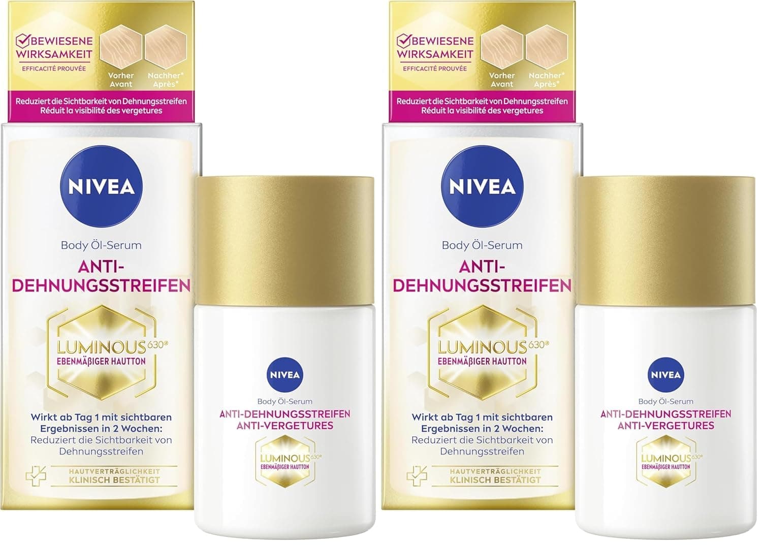 NIVEA Luminous630 Çatlak Karşıtı Vücut Yağ Serumu 100ml, Cilt Tonu Eşitleyici, 48 Saat Nemlendirici, Pürüzsüz Cilt Hissi (2 paketi)