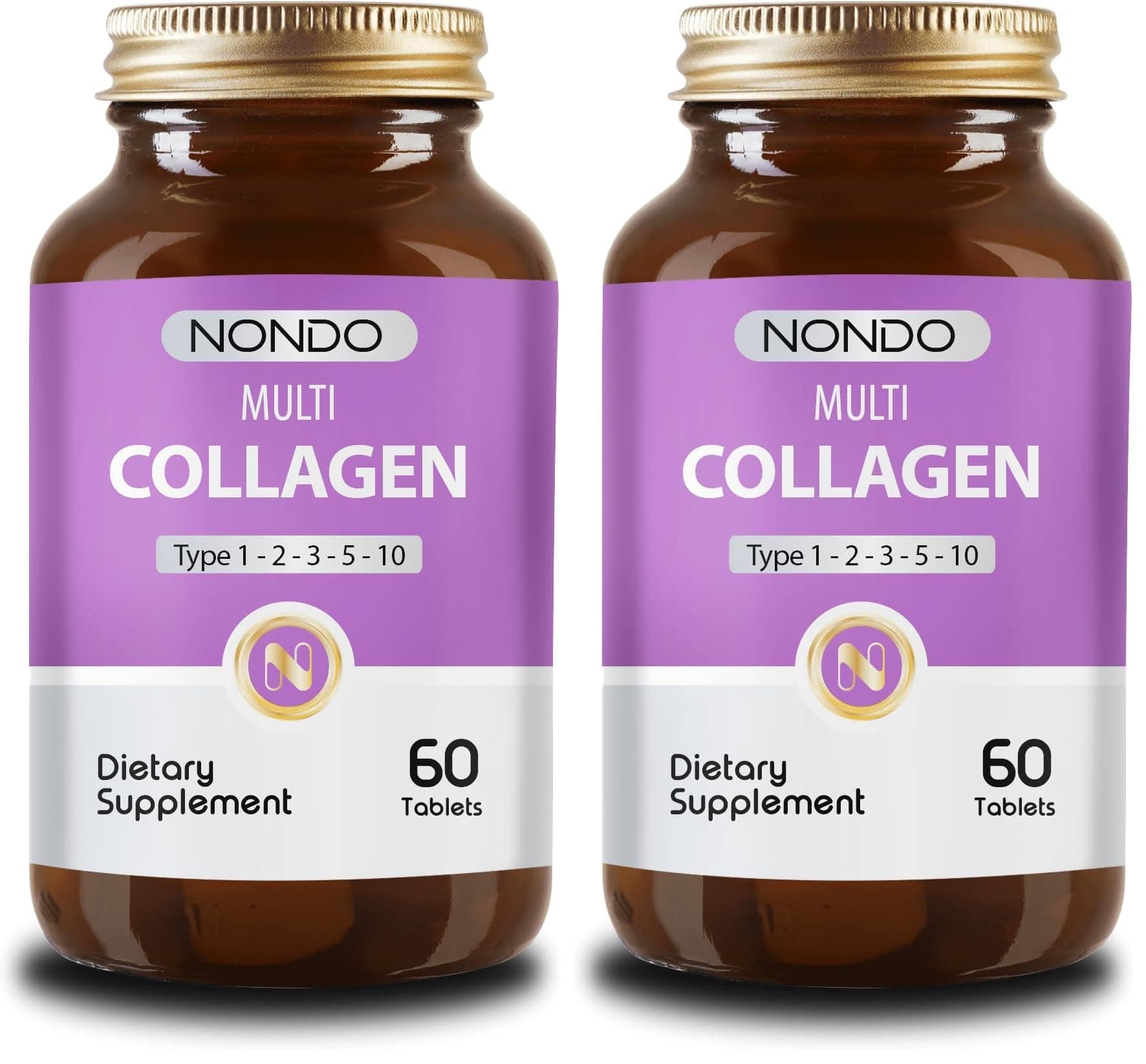 Nondo Multi Kolajen 60 Tablet (5 Çeşit Kolajen 1-2-3-5-10 Hyalüronik Asit Biotin Selenyum Çinko) (2 paketi)