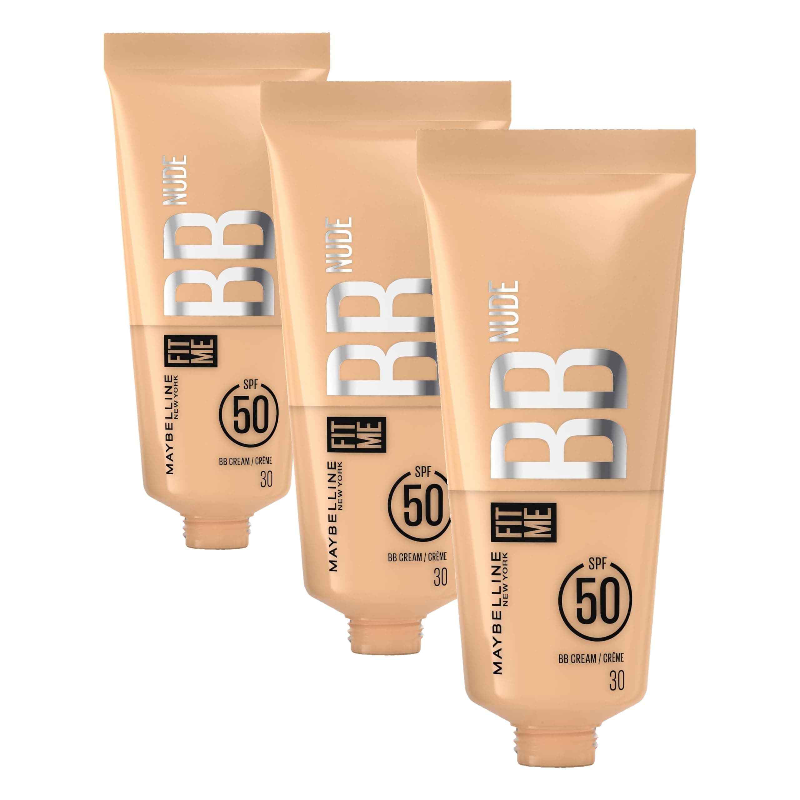 Maybelline New York Fit Me Nude Cilt Bakımı Etkili Nemlendirici SPF50 BB Krem - 30 (3 paketi)