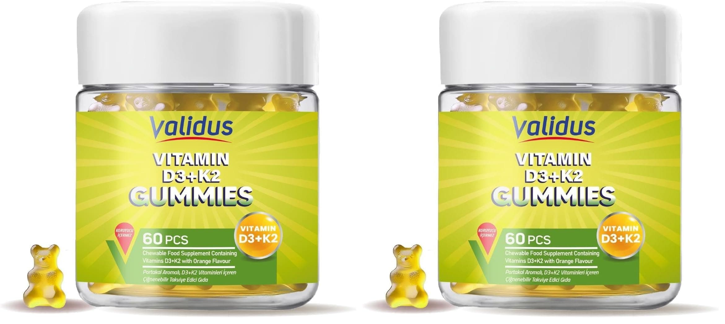 Validus Vitamin D3 1000 Iu K2 50 Mcg 60 Gummies (2 paketi)