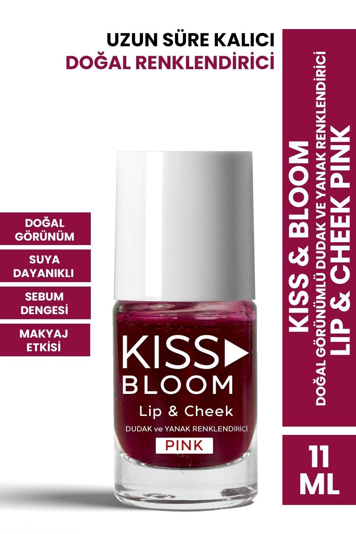 KISS & BLOOM Doğal Görünümlü Dudak ve Yanak Renklendirici Lip & Cheek Pink 11 ml