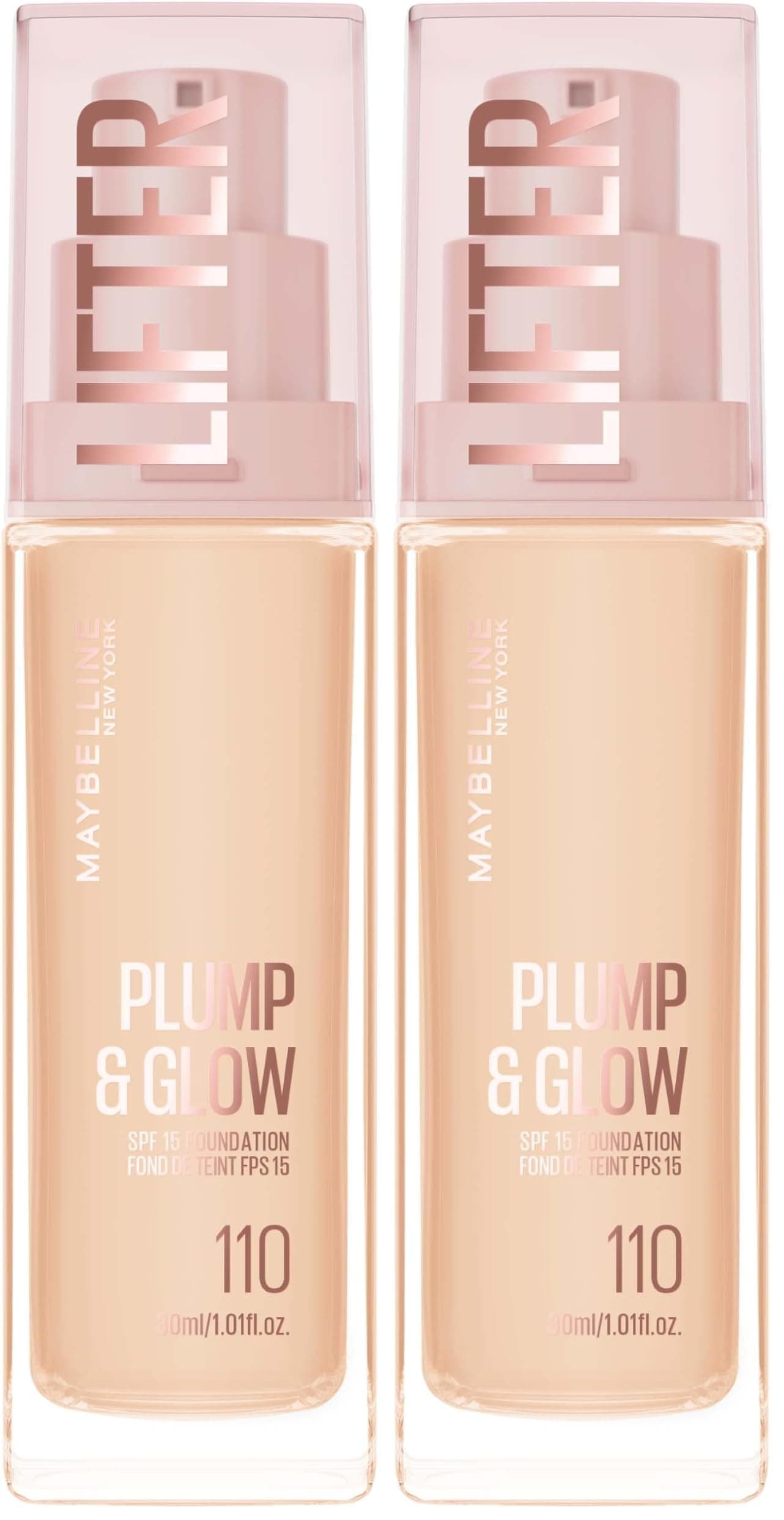 Maybelline New York Lifter Niasinamid ve Hyalüronik Asit İçeren Aydınlatan Fondöten - 110 (2 paketi)