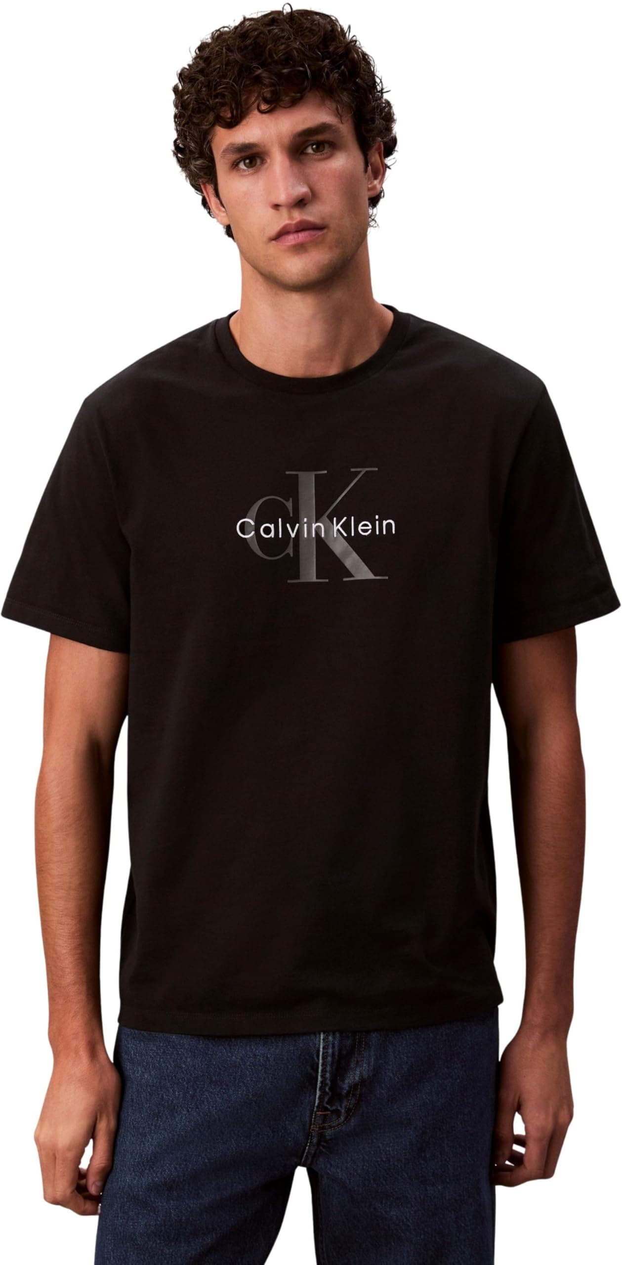Calvin Klein Normal Kesim Yuvarlak Yakalı CK Logo Baskılı Pamuklu Kısa Kollu T-Shirt, LV04RB862G
