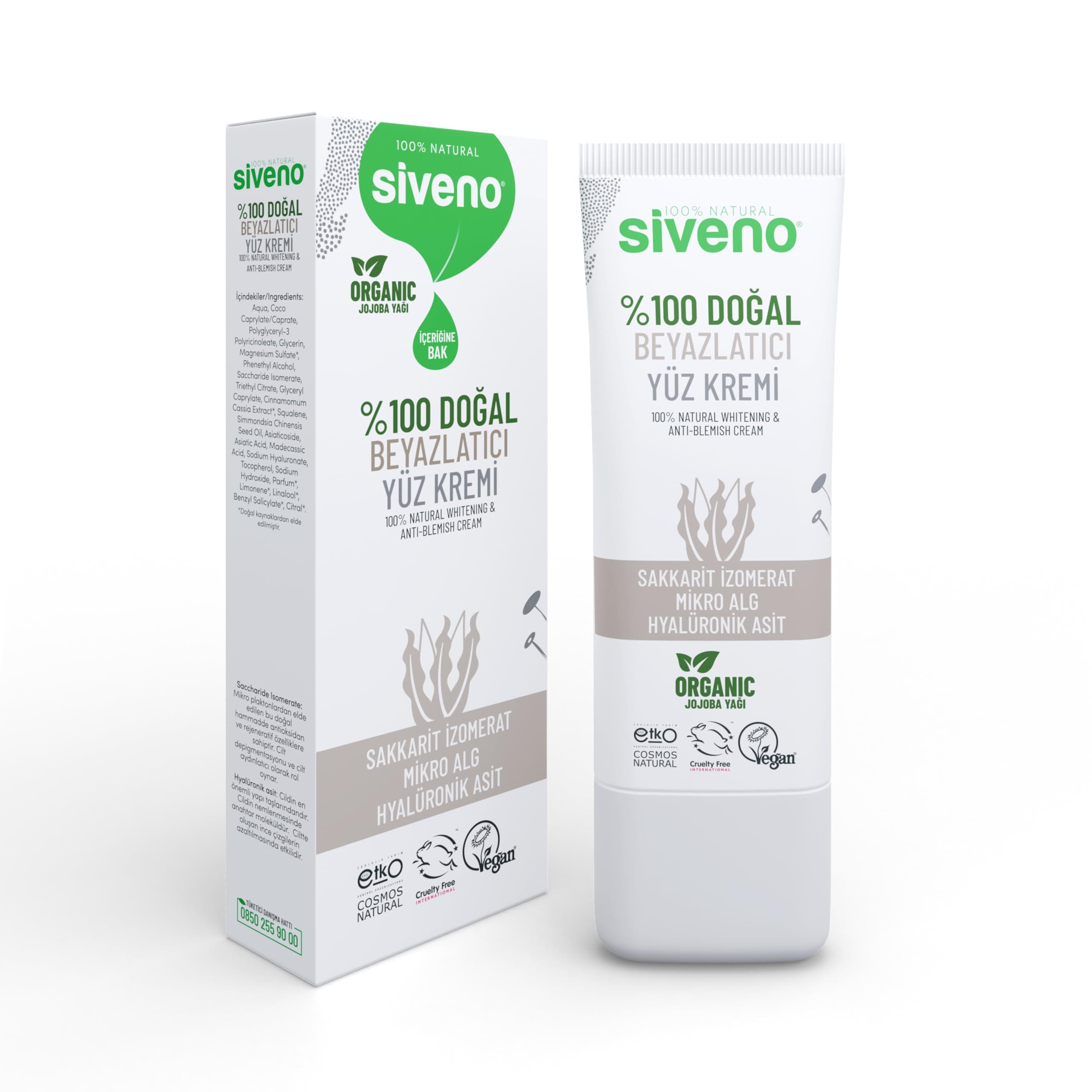 Siveno%100 Doğal Yüz Kremi Beyazlatıcı Aydınlatıcı Canlandırıcı Etkili 30 ml