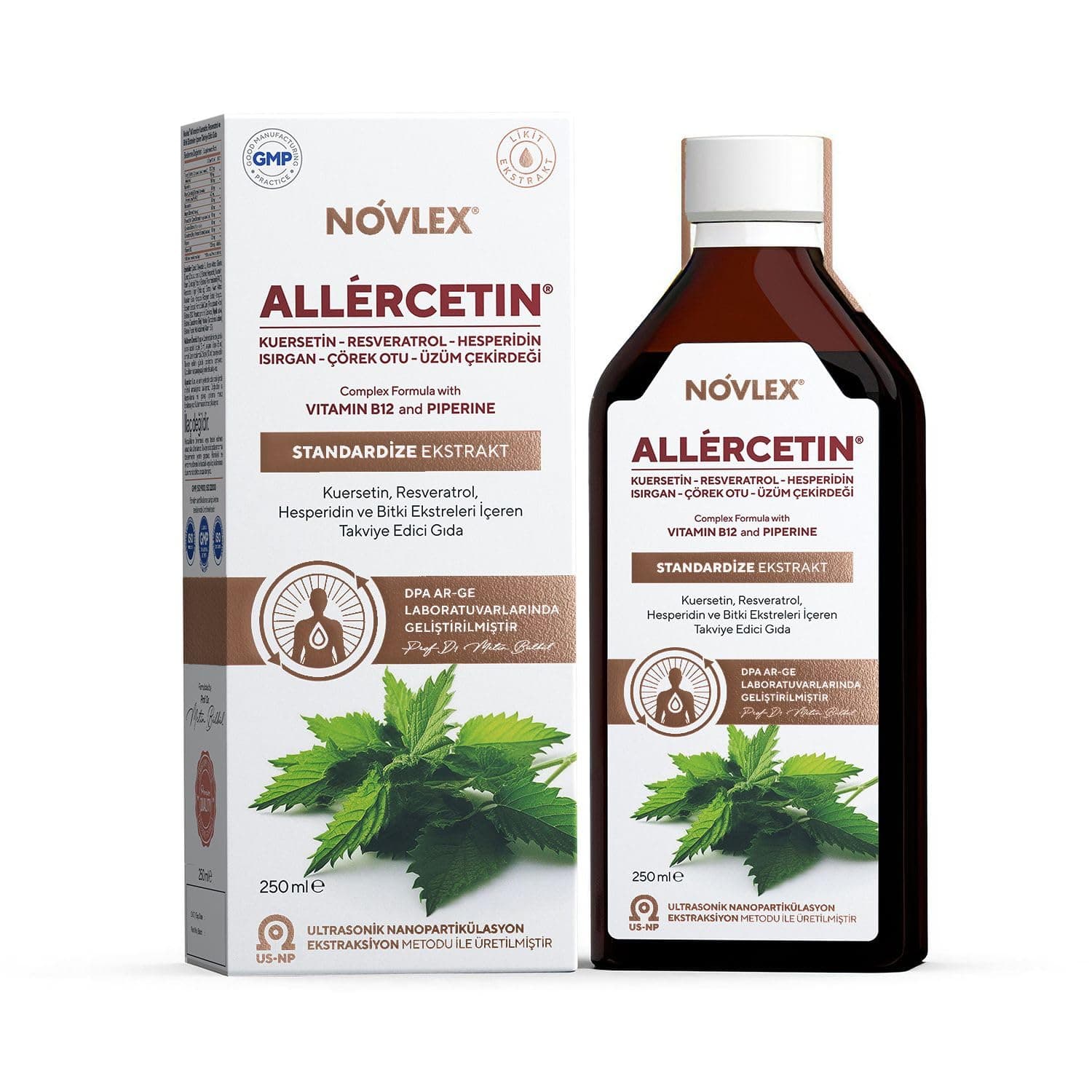 Novlex All'ercetin Ekstrakt Kuersetin, Resveratrol ve Bitki Ekstreleri İçeren Takviye Edici Gıda 250 ml