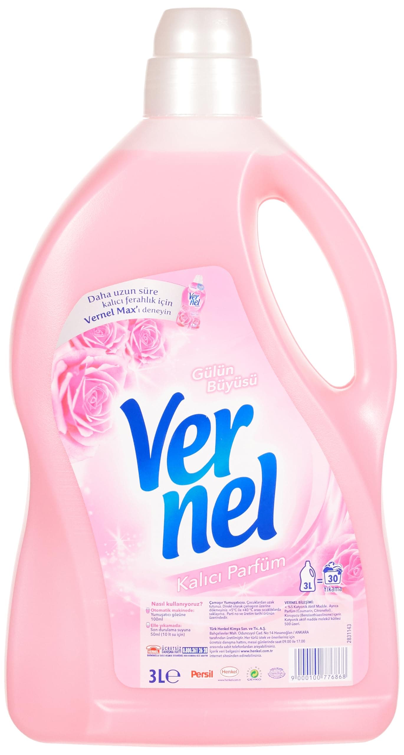Vernel Gülün Büyüsü Kalıcı Parfüm 30 Yıkama Çamaşır Yumuşatıcısı (1 x 3000 mL)