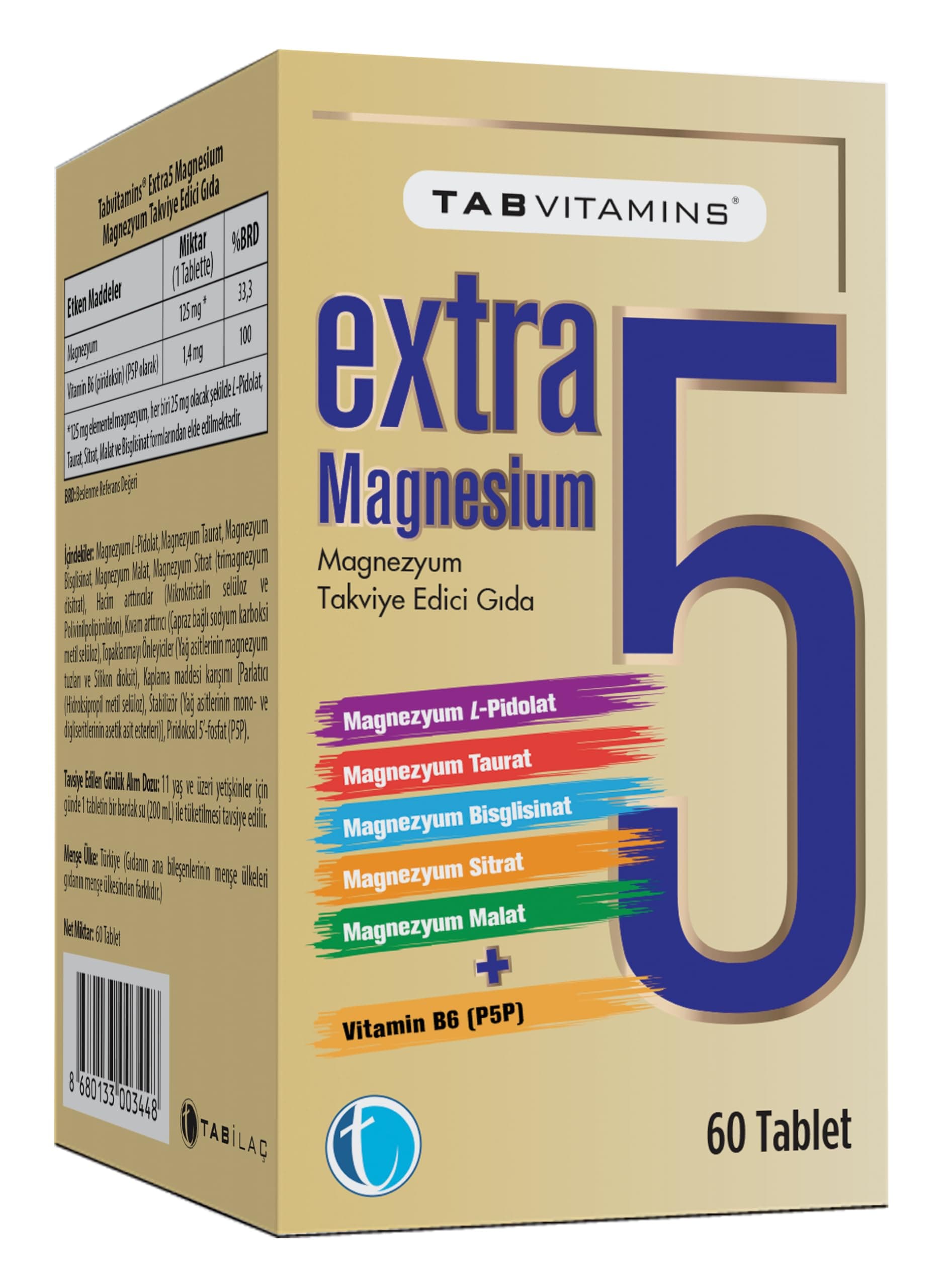 Tabvitamins Extra5 Magnesium 60 Tablet