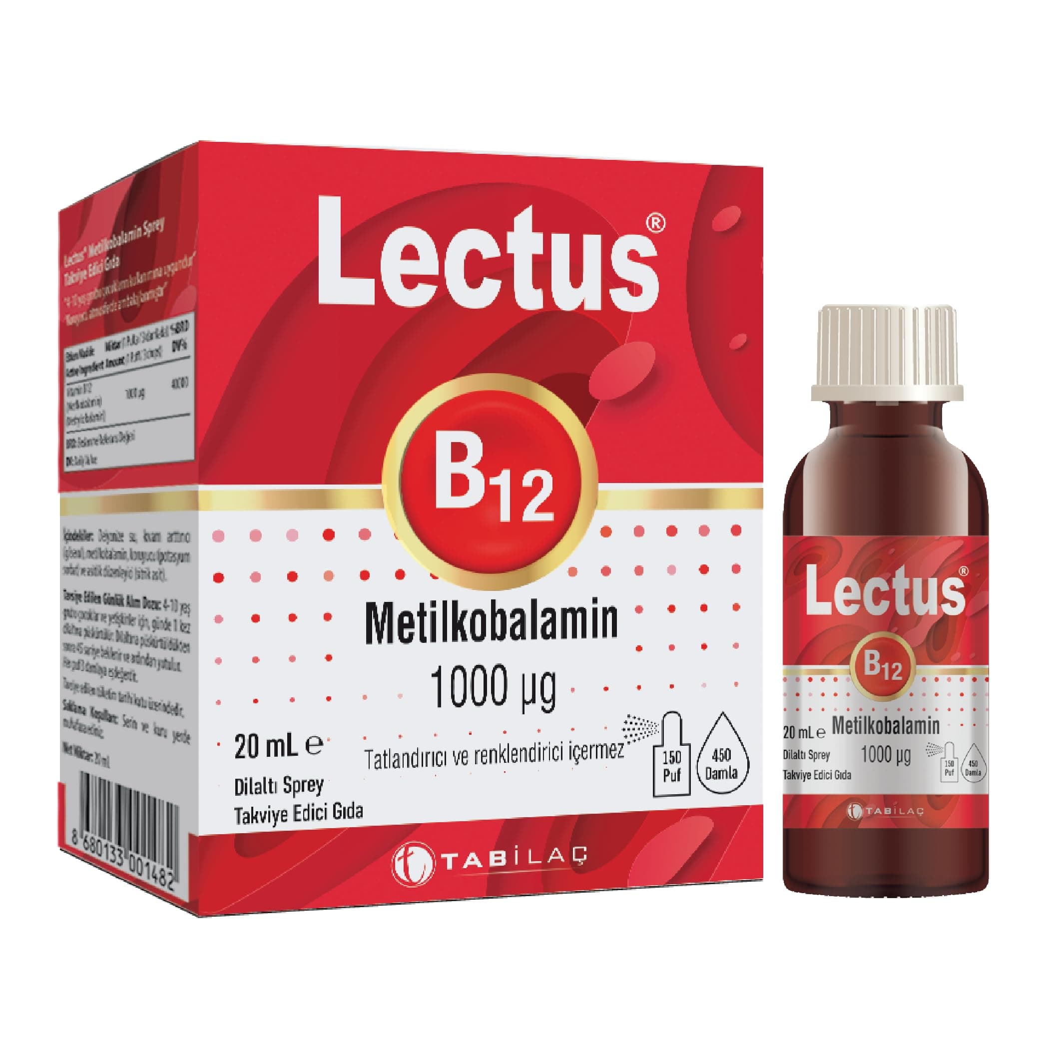 Lectus Metil B12 Dil Altı Sprey 20 Ml / 1000 Mcg